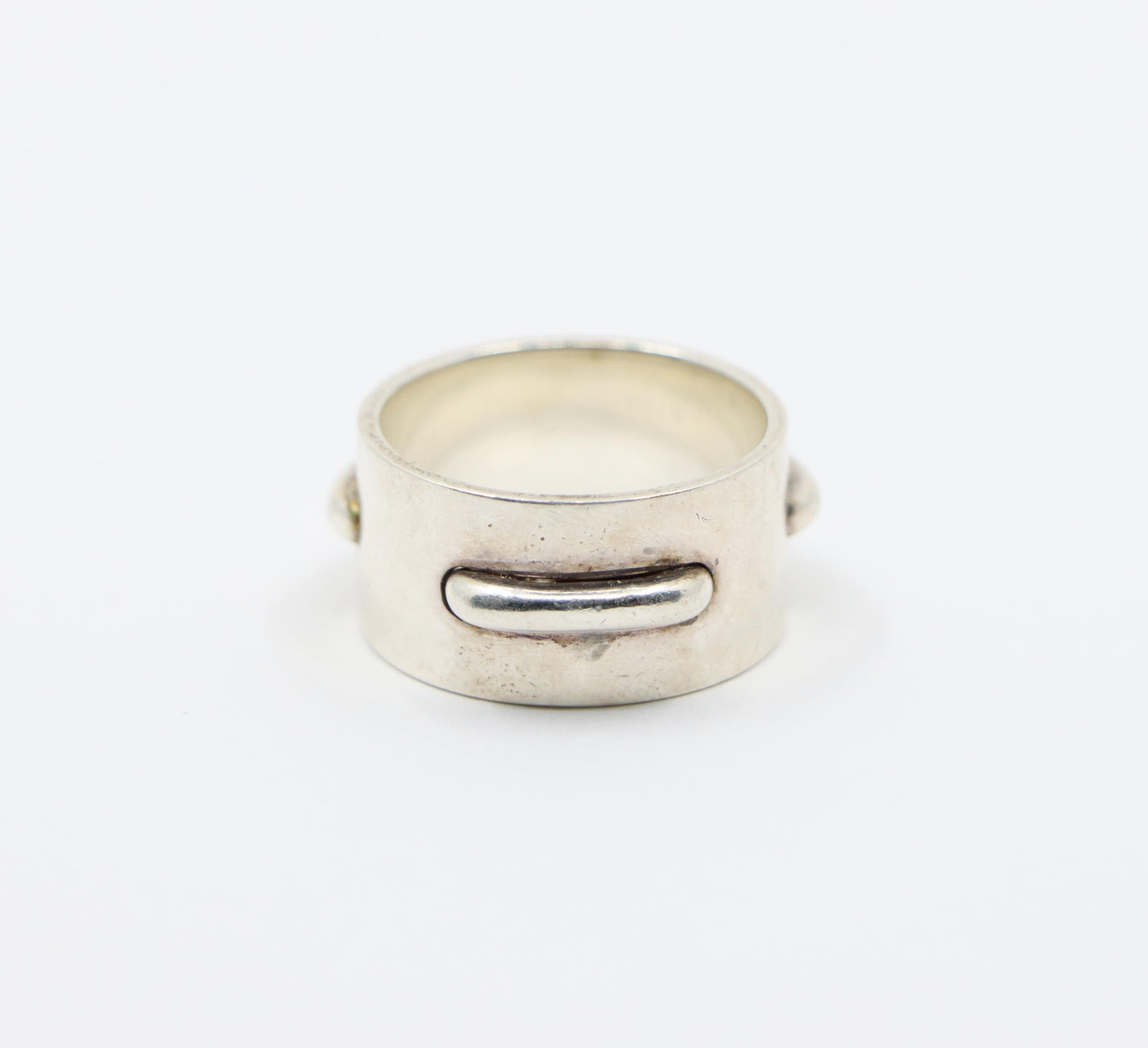 Hermes Sterling Silver Seam Band Ring