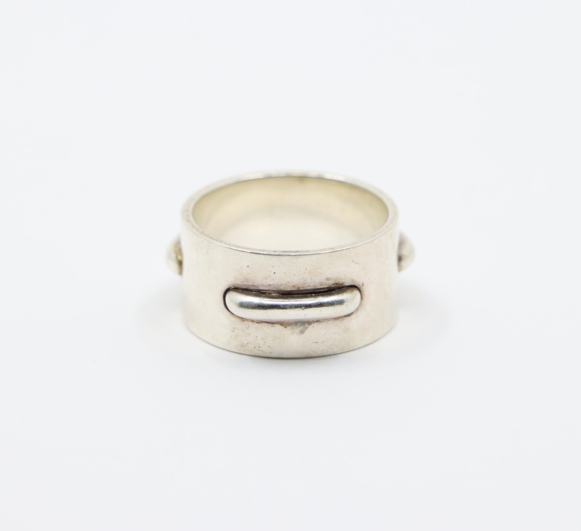 Hermes Sterling Silver Seam Band Ring