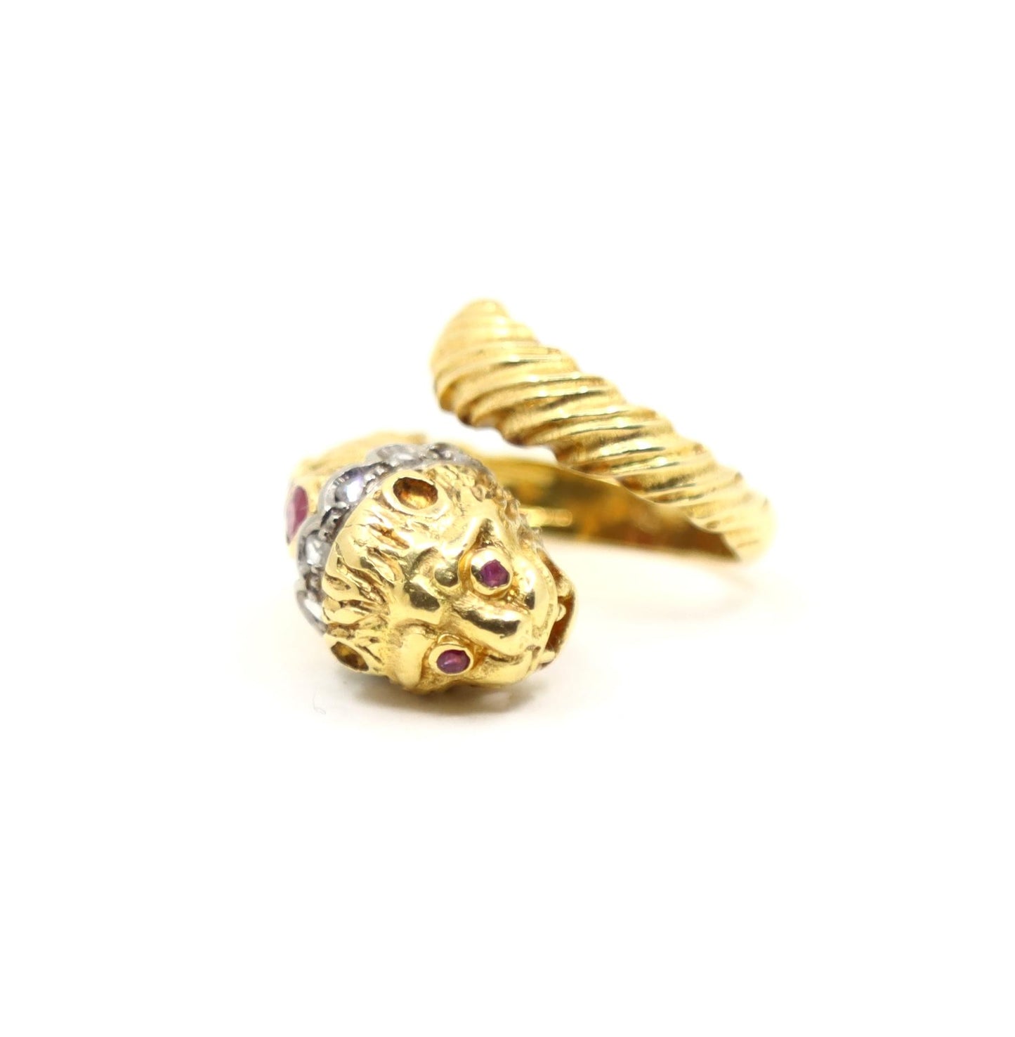 ILIAS LALAOUNIS 18K Gold Lion Head Ruby Diamond Ring