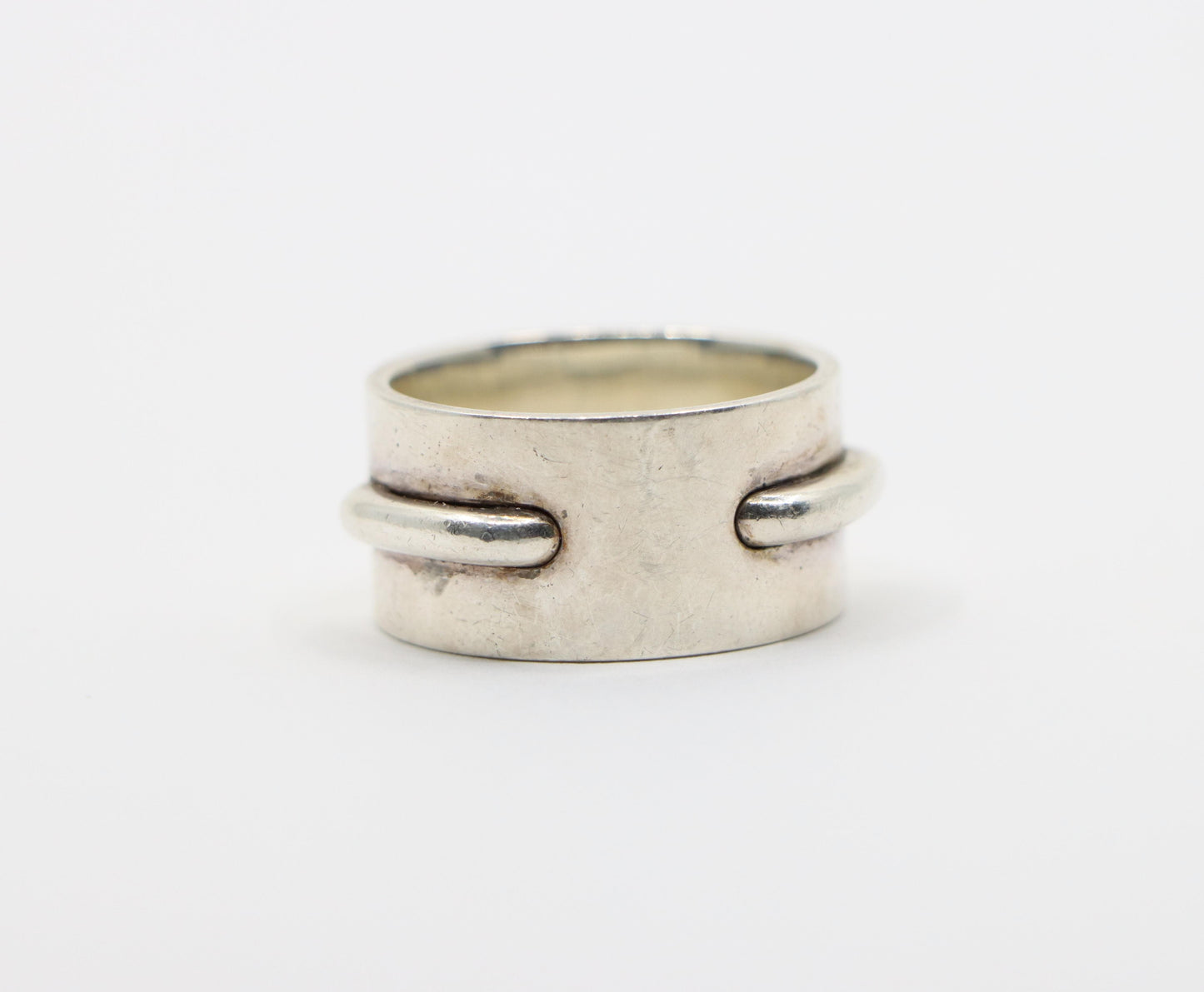 Hermes Sterling Silver Seam Band Ring