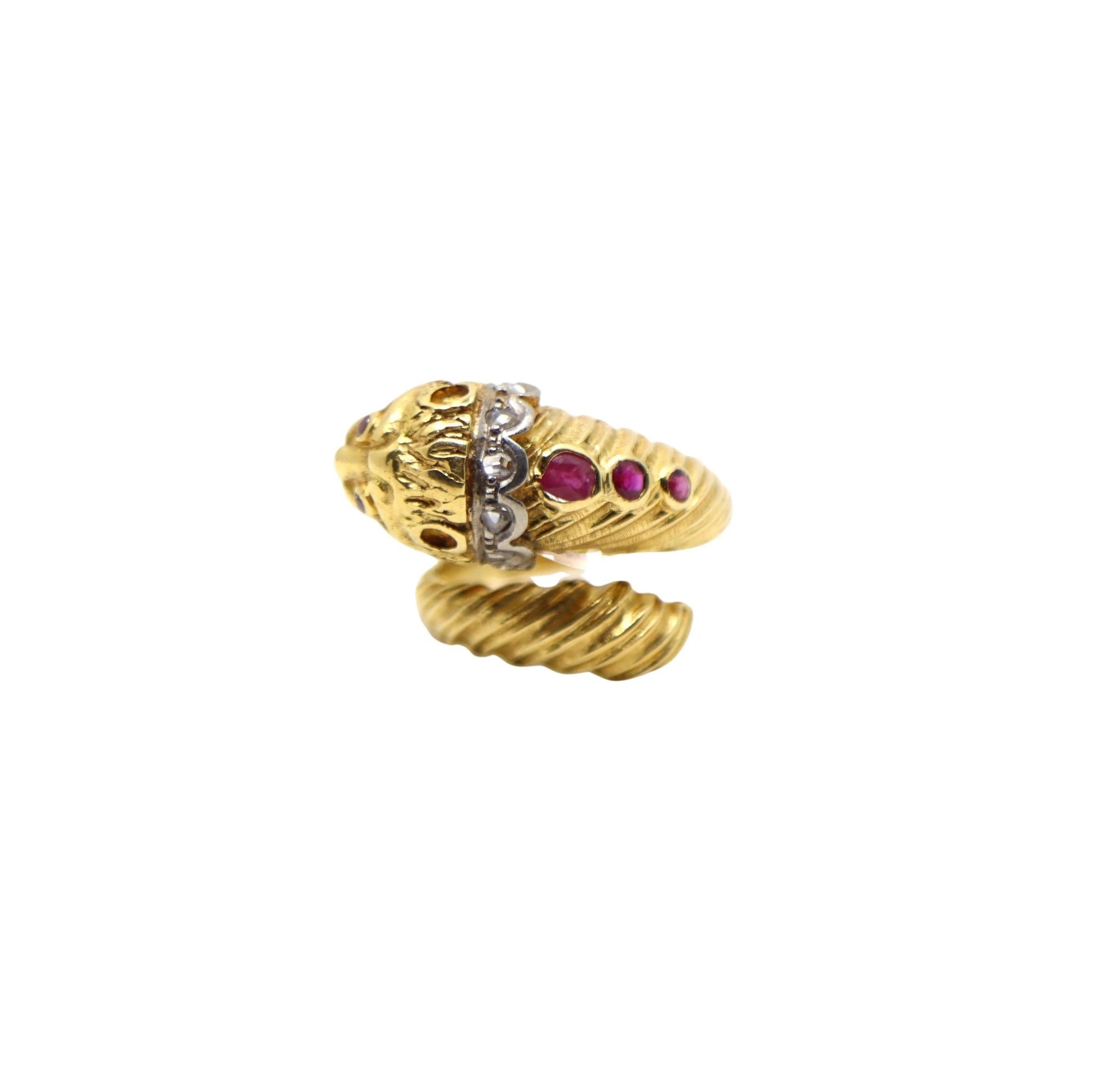ILIAS LALAOUNIS 18K Gold Lion Head Ruby Diamond Ring