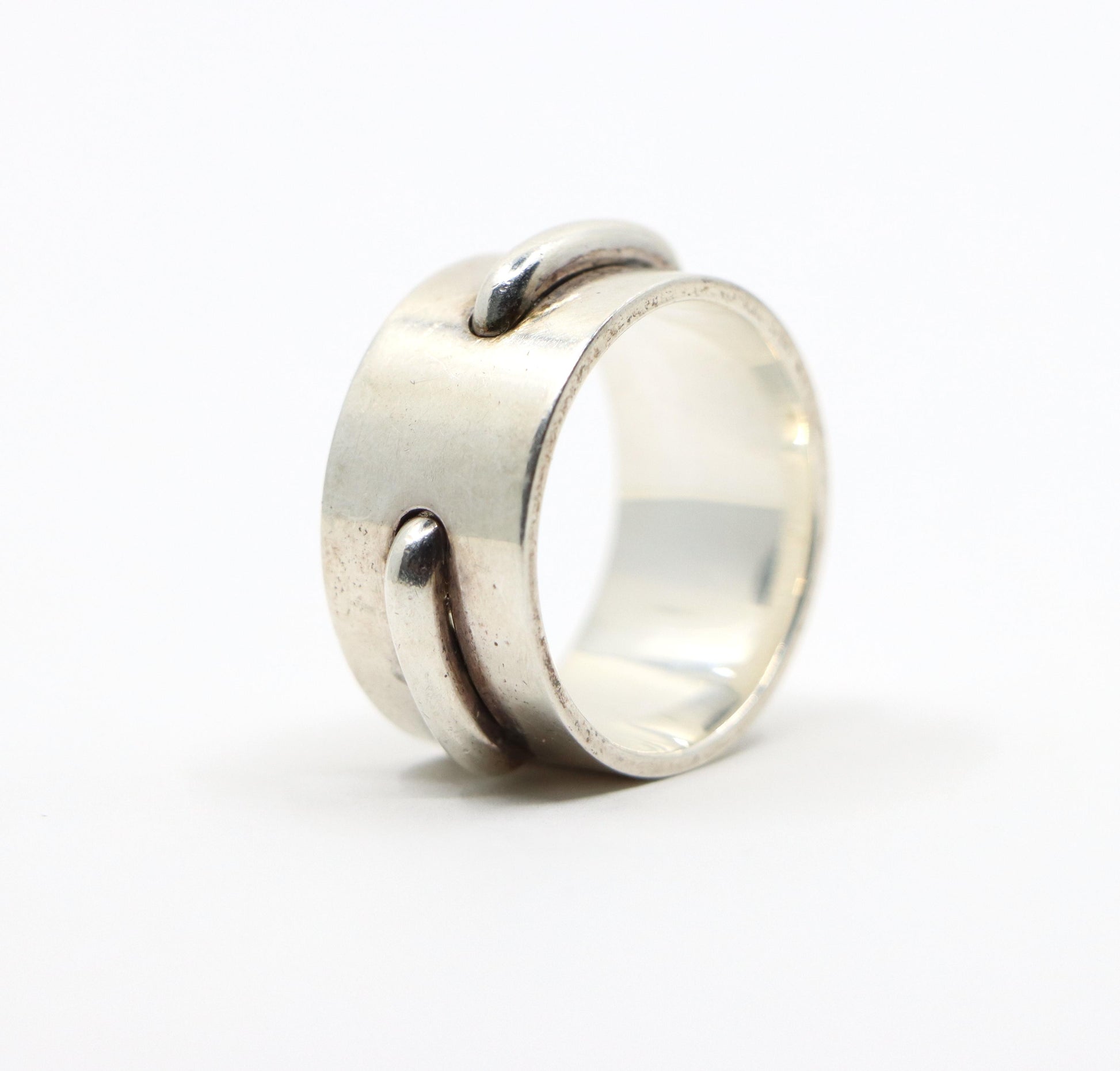 Hermes Sterling Silver Seam Band Ring