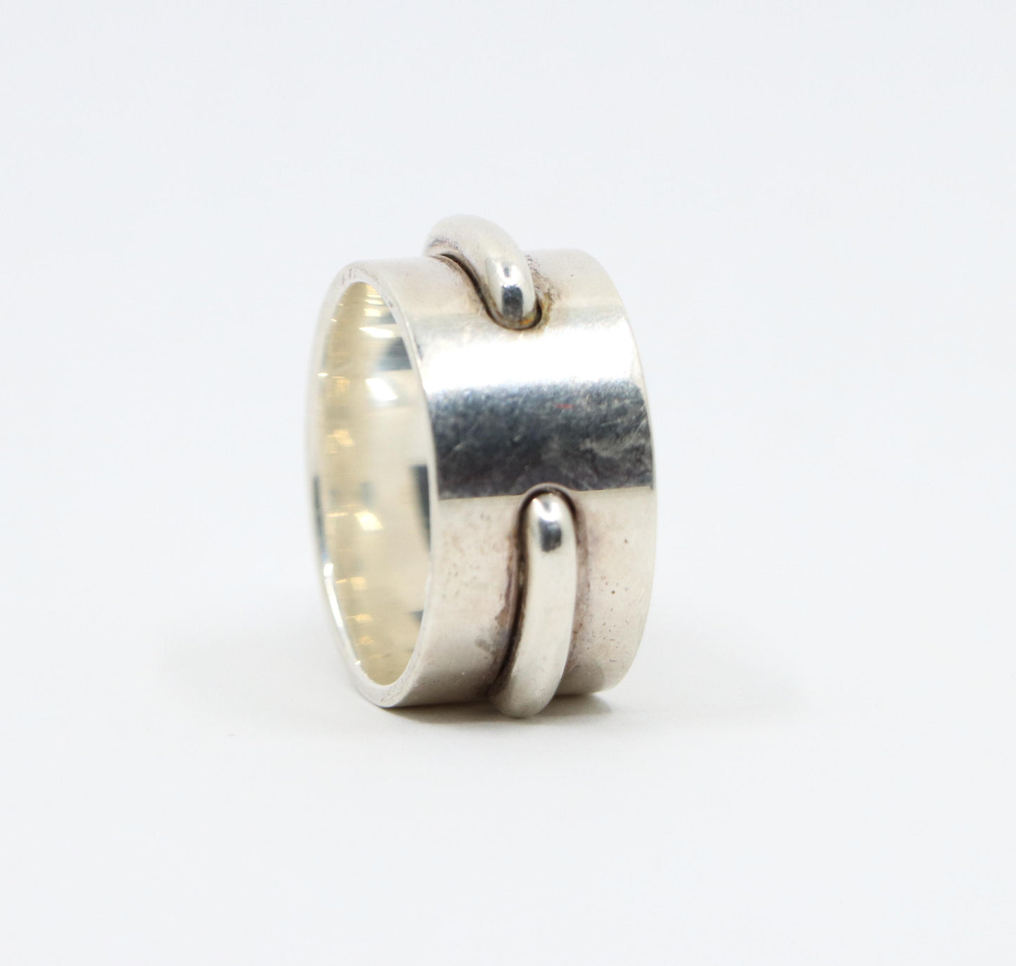 Hermes Sterling Silver Seam Band Ring