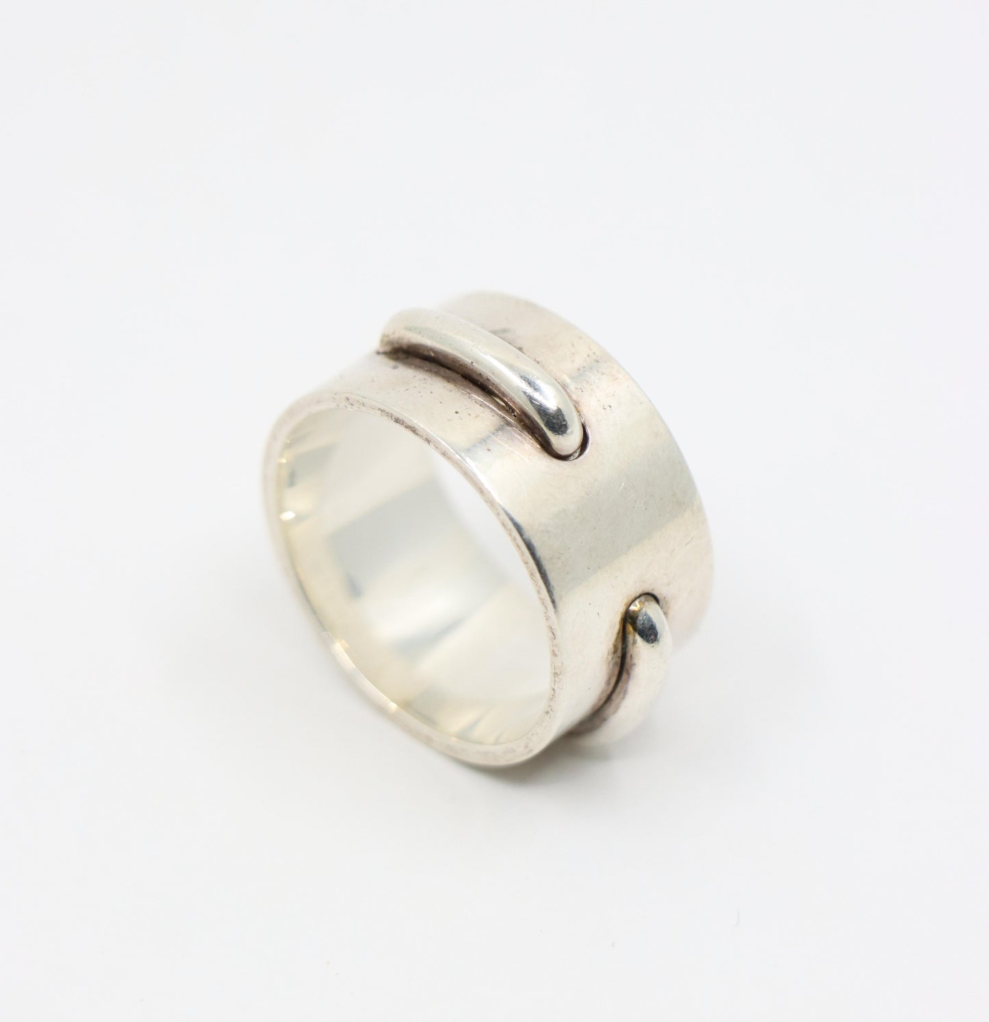 Hermes Sterling Silver Seam Band Ring