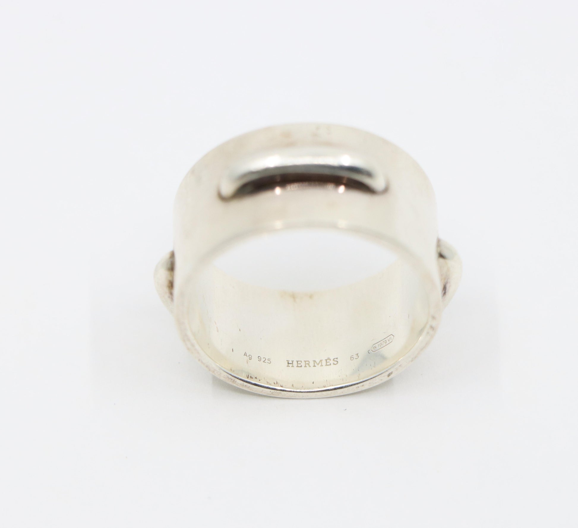 Hermes Sterling Silver Seam Band Ring