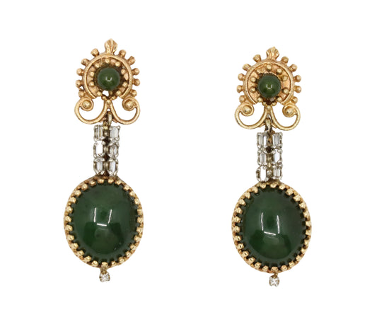 Vintage 14K Gold Jade Drop Earring