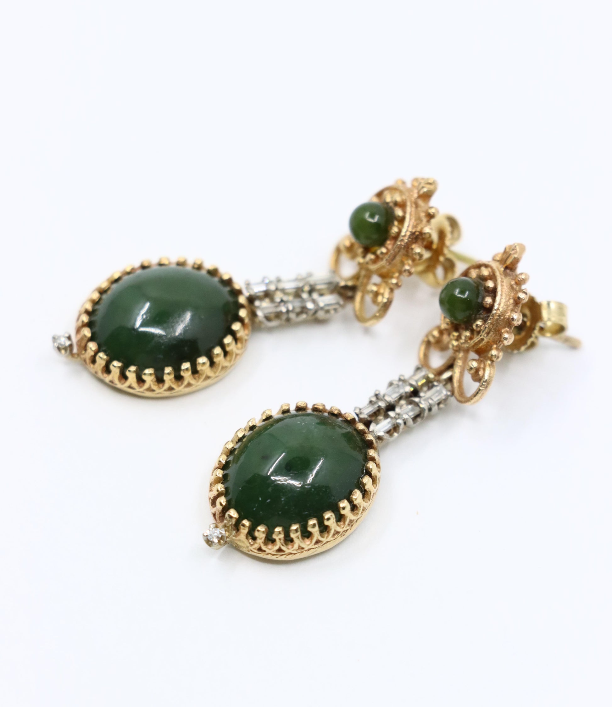Vintage 14K Gold Jade Drop Earring