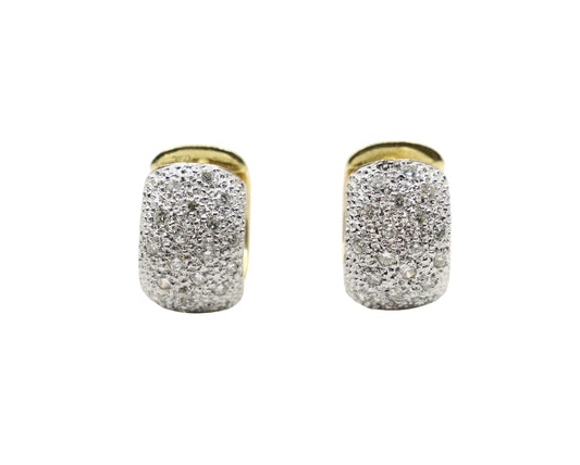Vintage 18K Gold & Platinum Diamond Hoops Earring