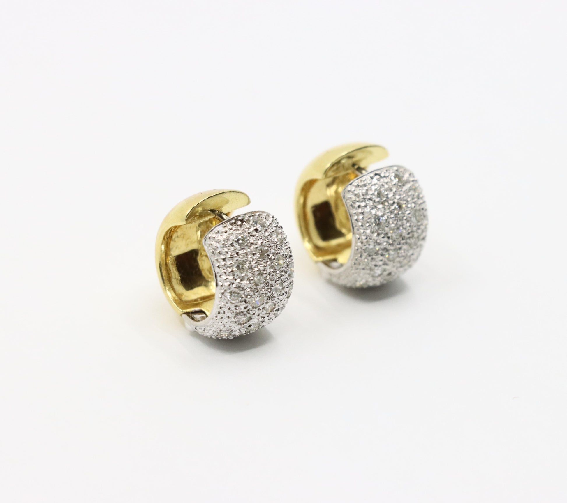 Vintage 18K Gold & Platinum Diamond Hoops Earring