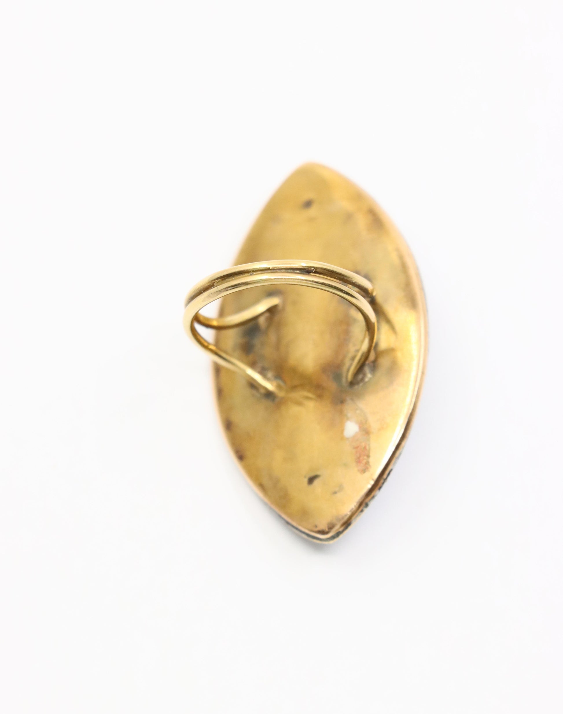 Georgian 18K  Gold Blue Enamel Diamond Ring