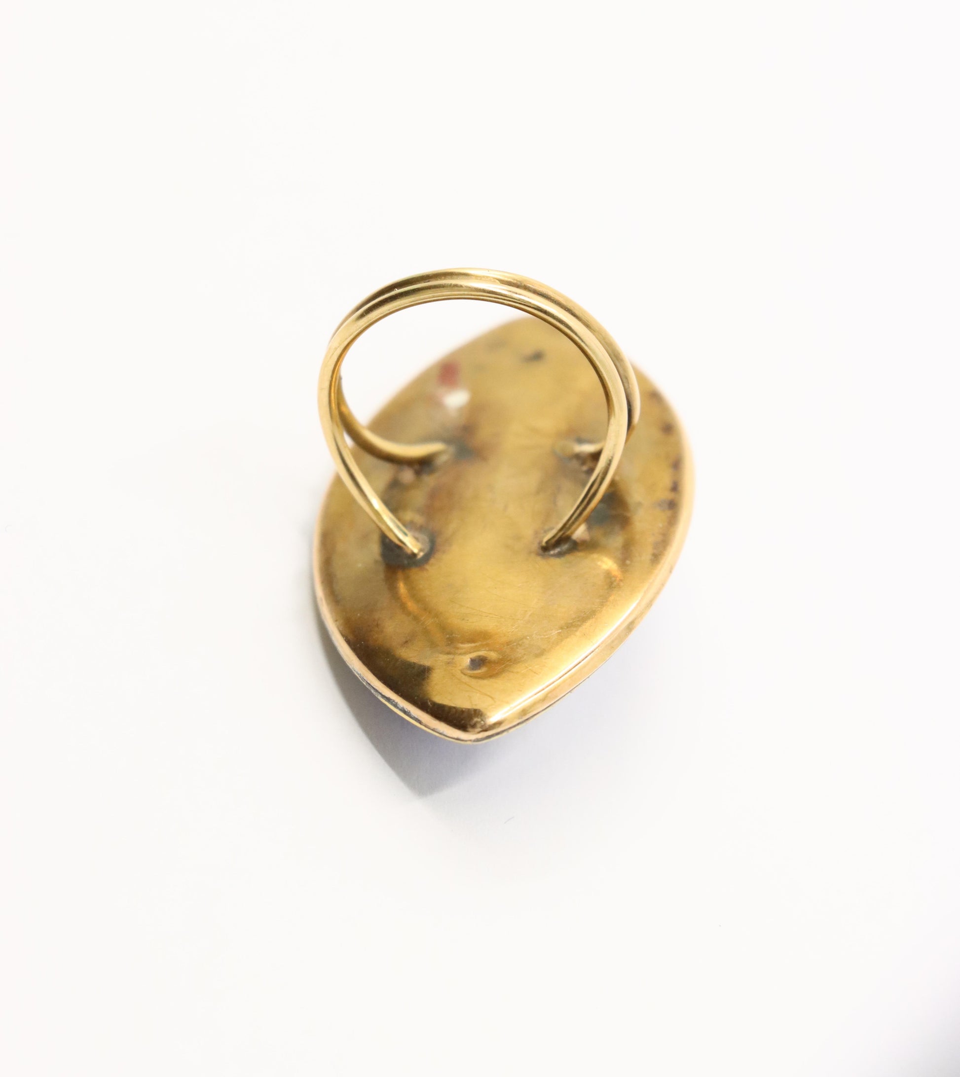 Georgian 18K  Gold Blue Enamel Diamond Ring