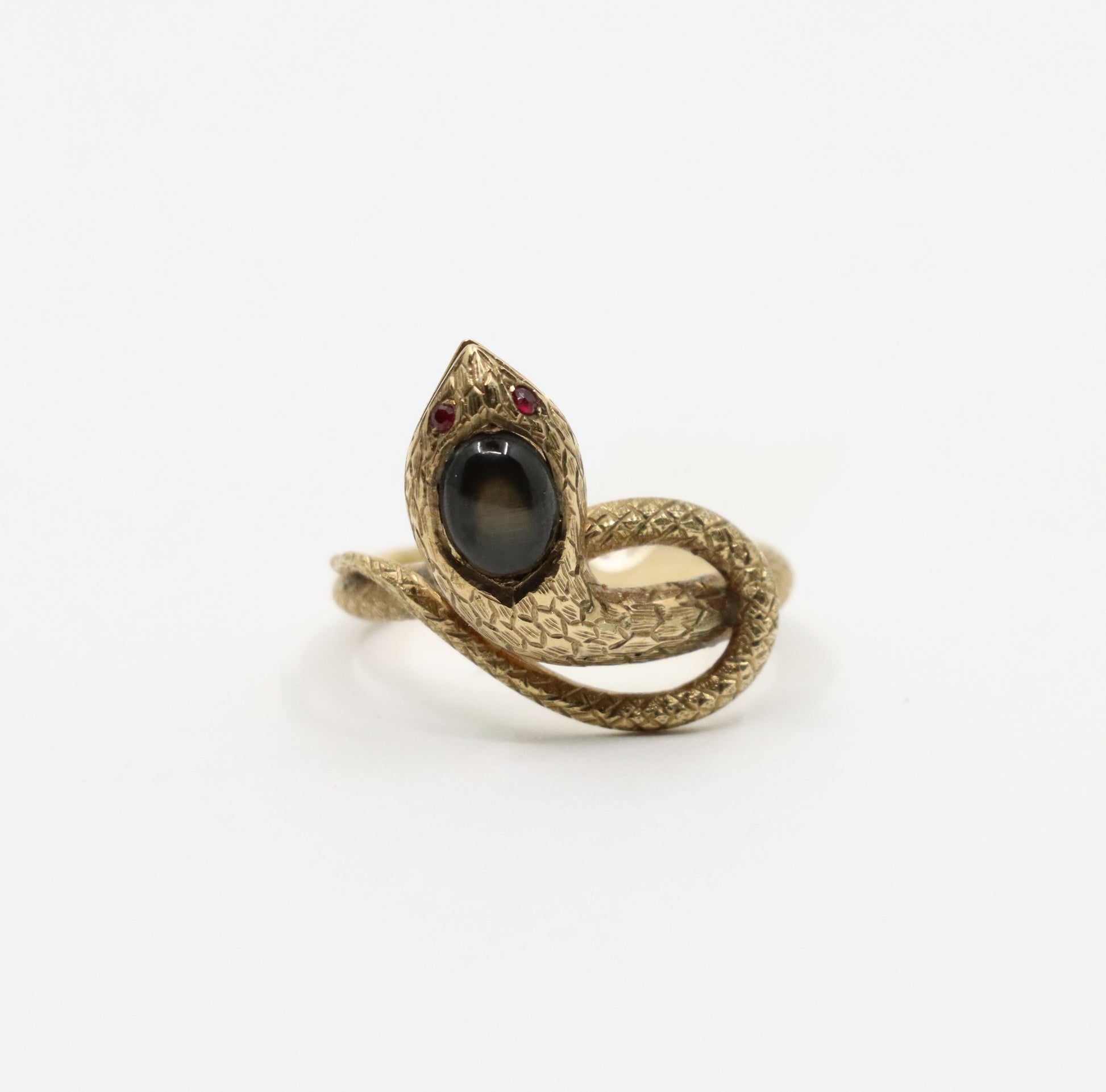 Antique Victorian 10K Gold Star Sapphire Snake Ring