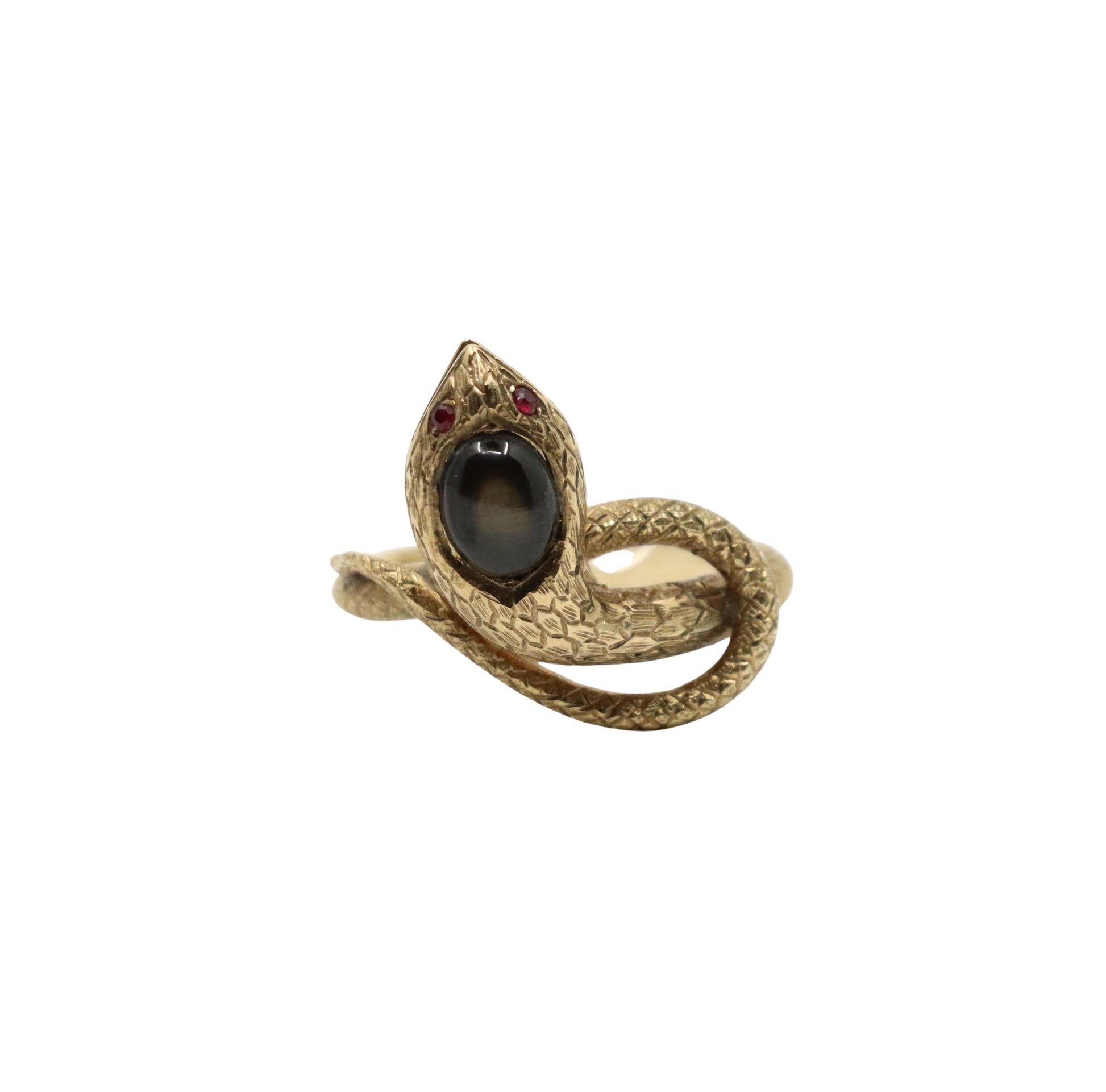 Antique Victorian 10K Gold Star Sapphire Snake Ring
