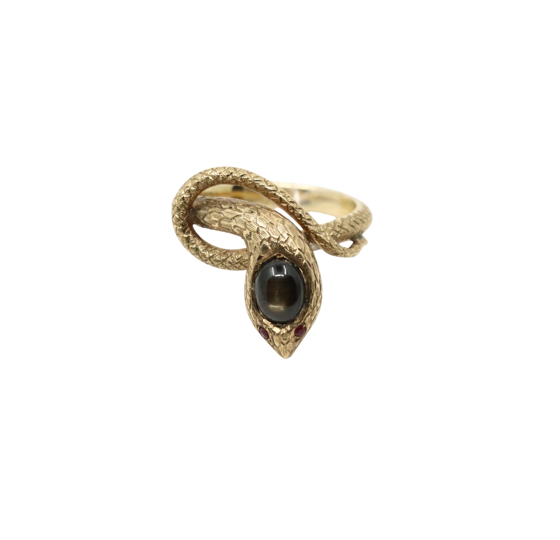 Antique Victorian 10K Gold Star Sapphire Snake Ring