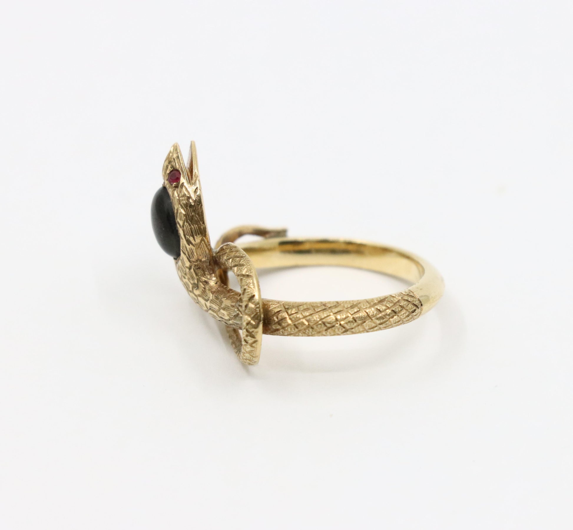 Antique Victorian 10K Gold Star Sapphire Snake Ring