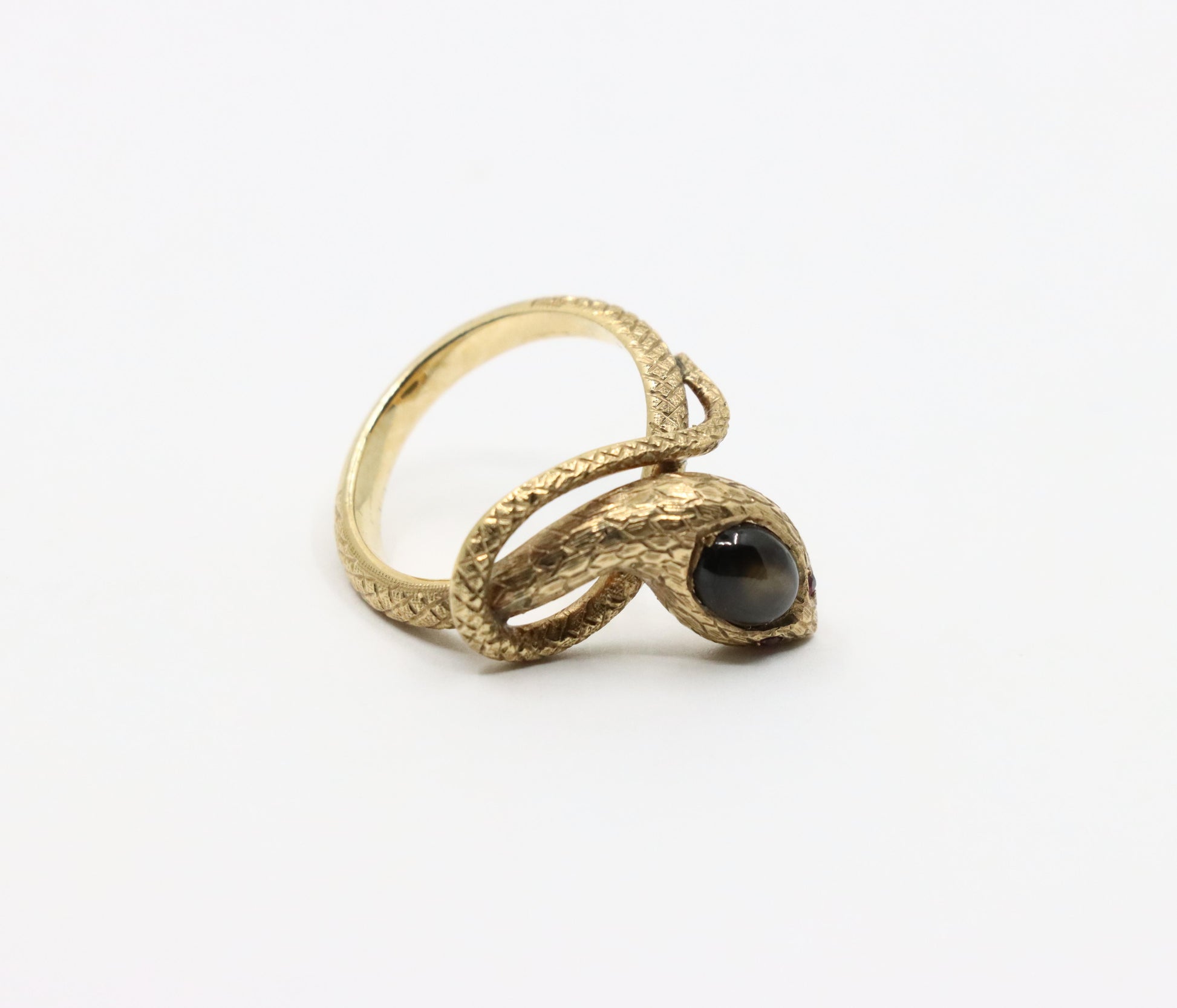 Antique Victorian 10K Gold Star Sapphire Snake Ring