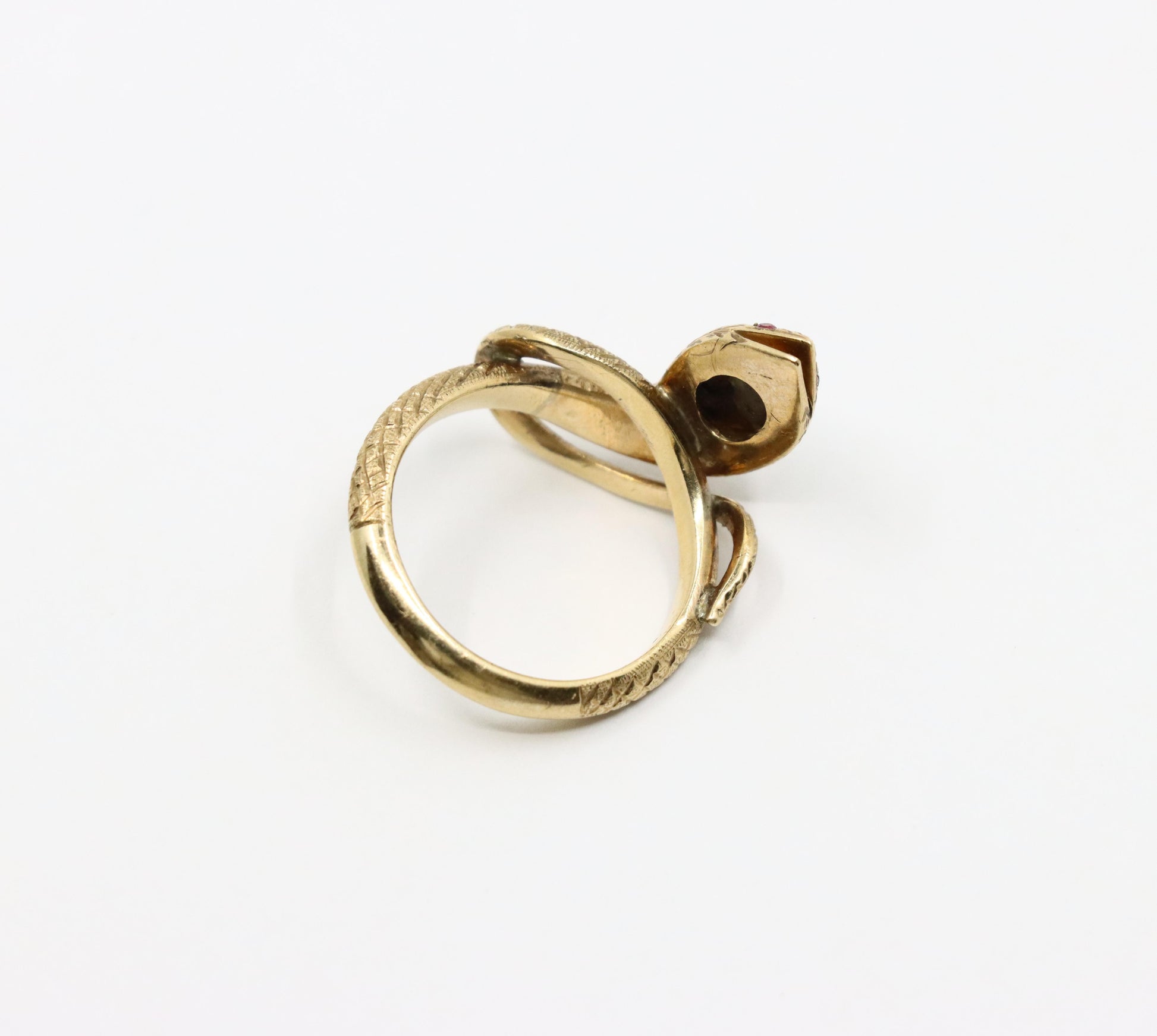 Antique Victorian 10K Gold Star Sapphire Snake Ring