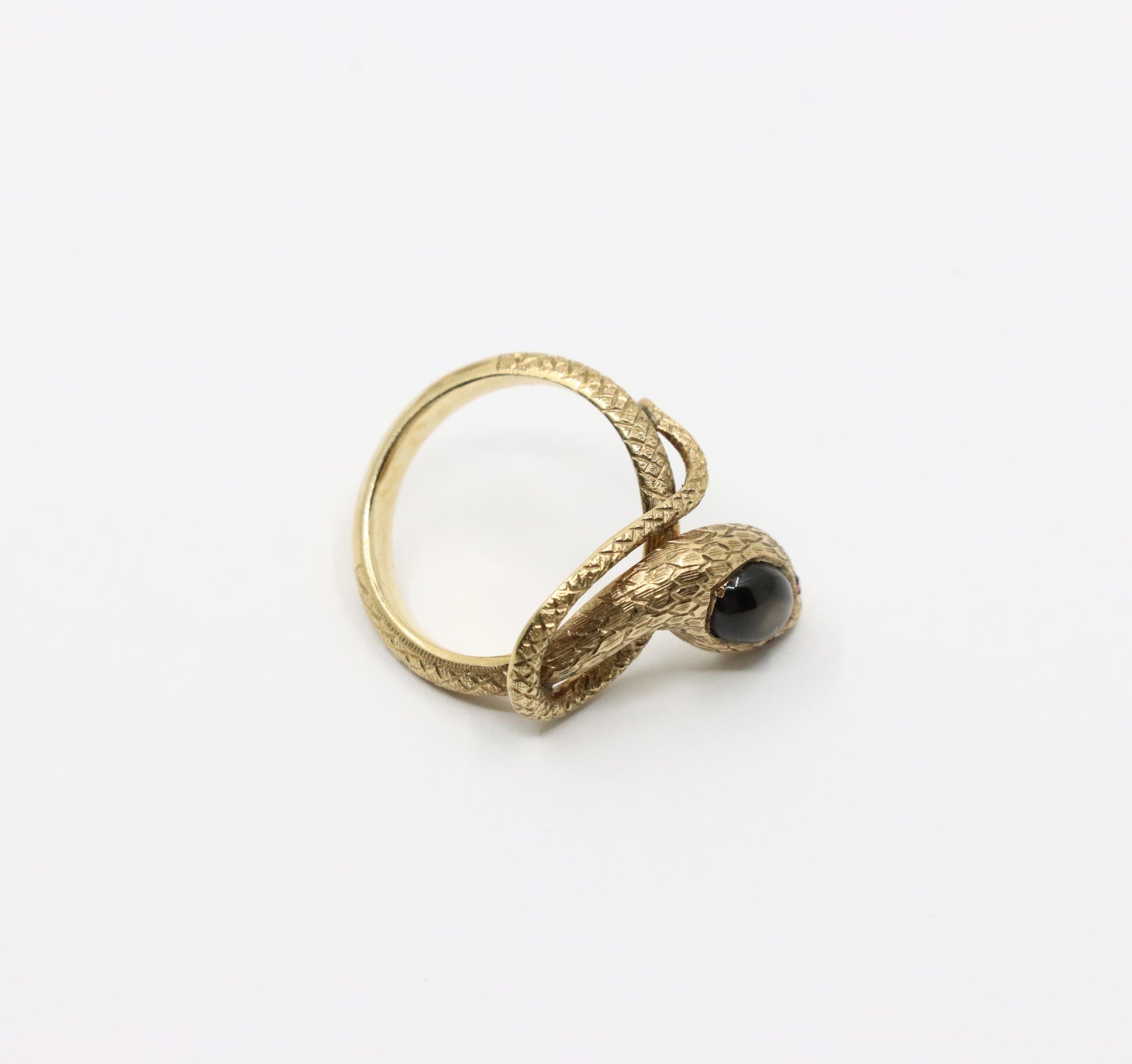 Antique Victorian 10K Gold Star Sapphire Snake Ring