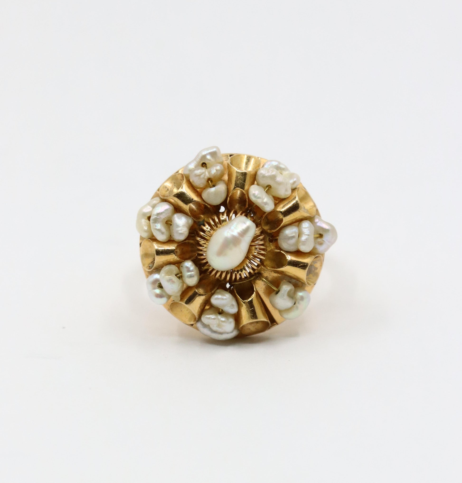 Vintage 14K Gold Baroque Pearls Ring