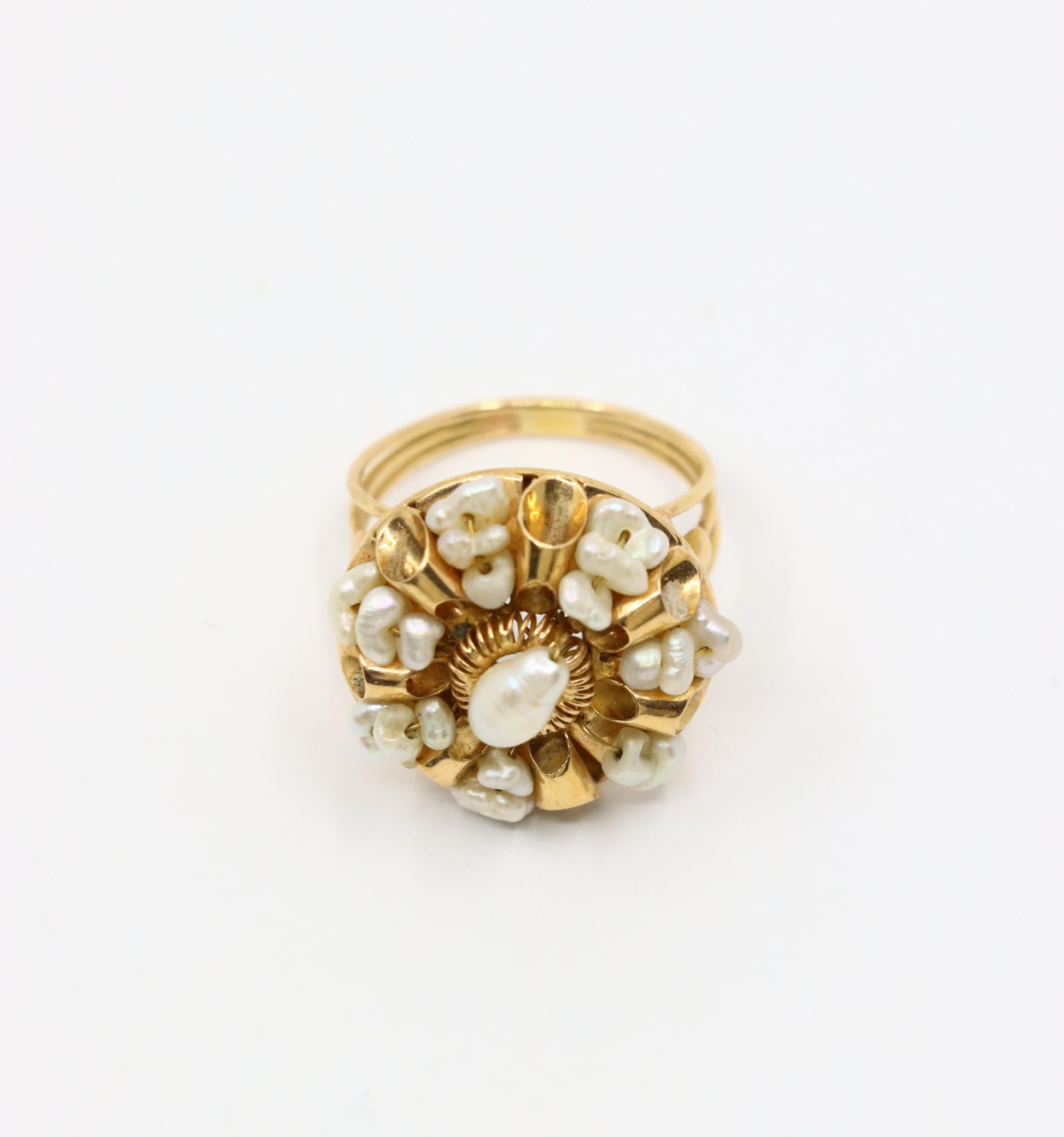 Vintage 14K Gold Baroque Pearls Ring