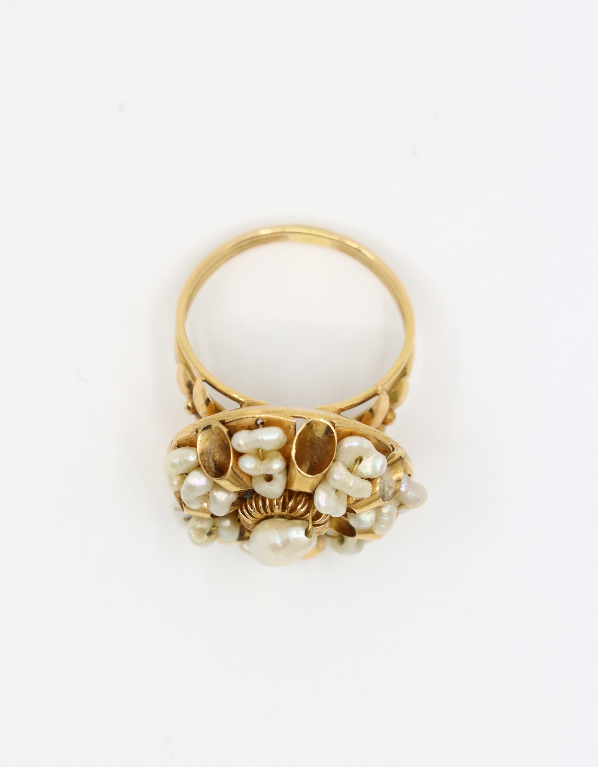 Vintage 14K Gold Baroque Pearls Ring