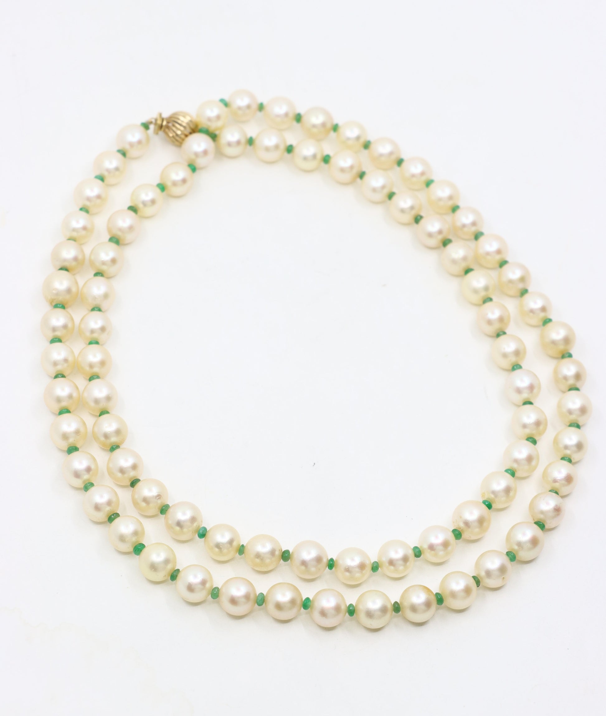 Vintage 14K Gold Pearl Long Necklace