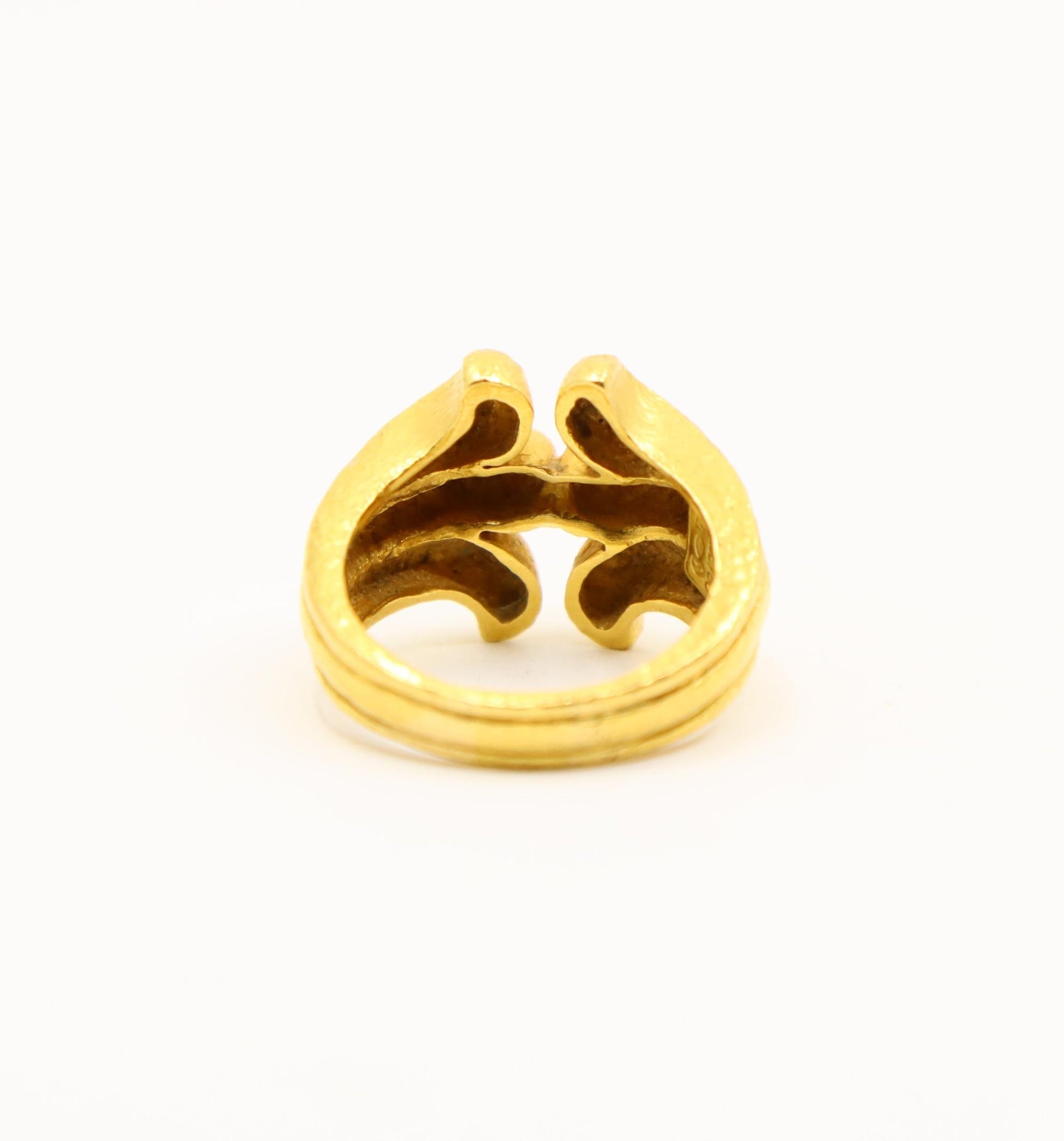 Vintage Ilias Lalaounis GREECE 18K Gold Rustic Band Ring