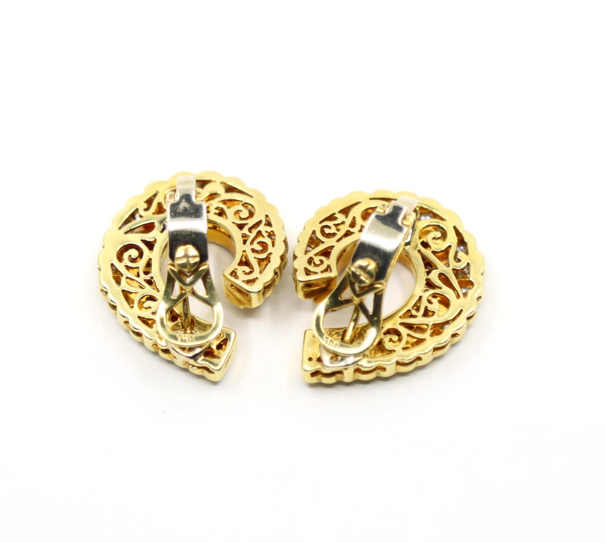 Vintage 18K Gold Ruby Diamonds Earrings