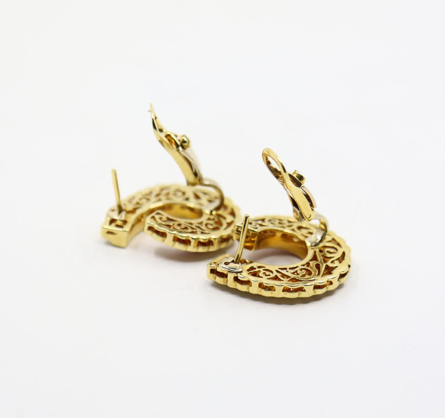 Vintage 18K Gold Ruby Diamonds Earrings