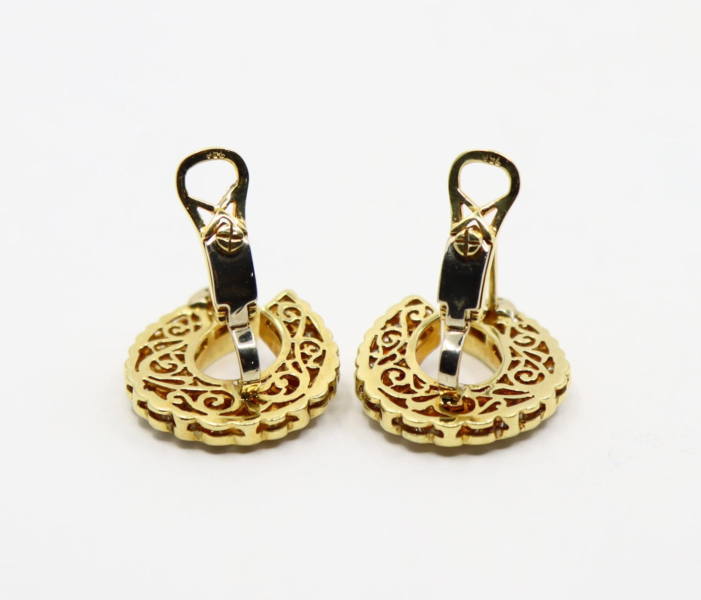 Vintage 18K Gold Ruby Diamonds Earrings