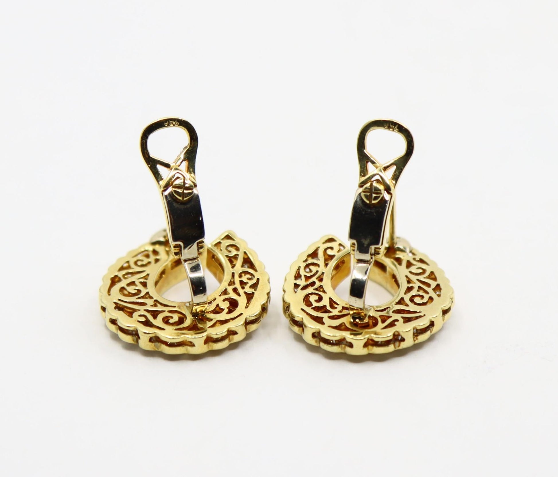 Vintage 18K Gold Ruby Diamonds Earrings