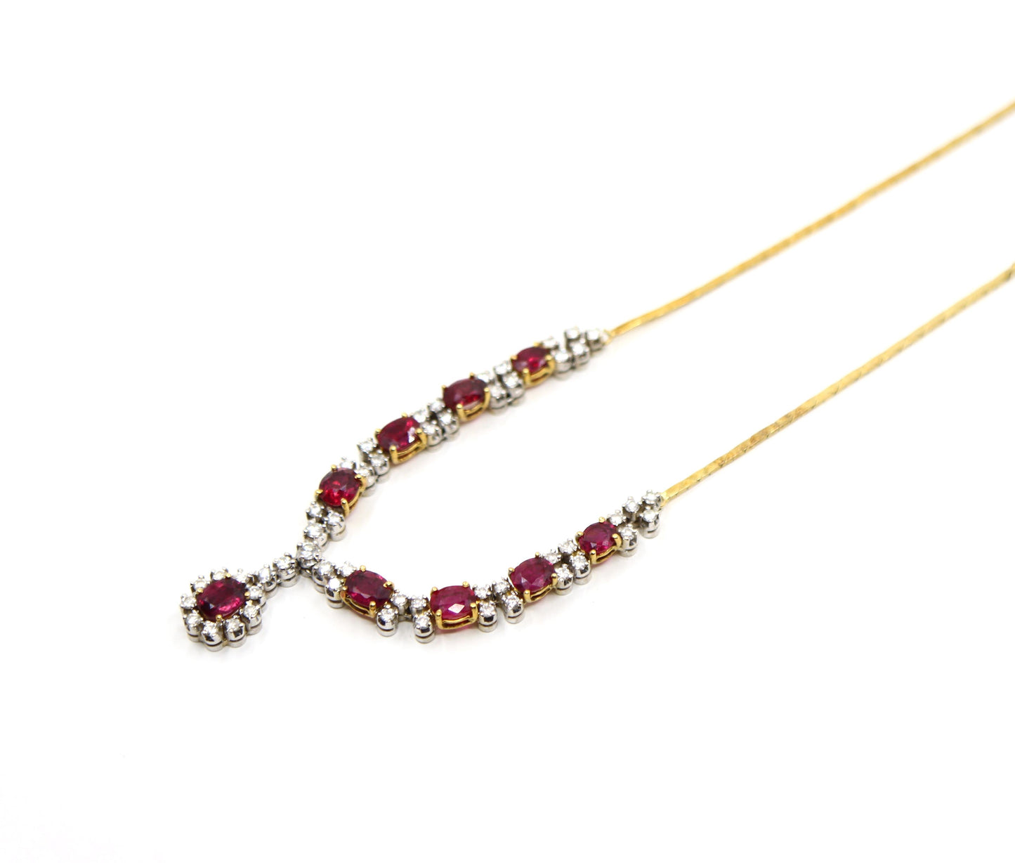 Vintage 18K Gold Ruby Diamonds Necklace