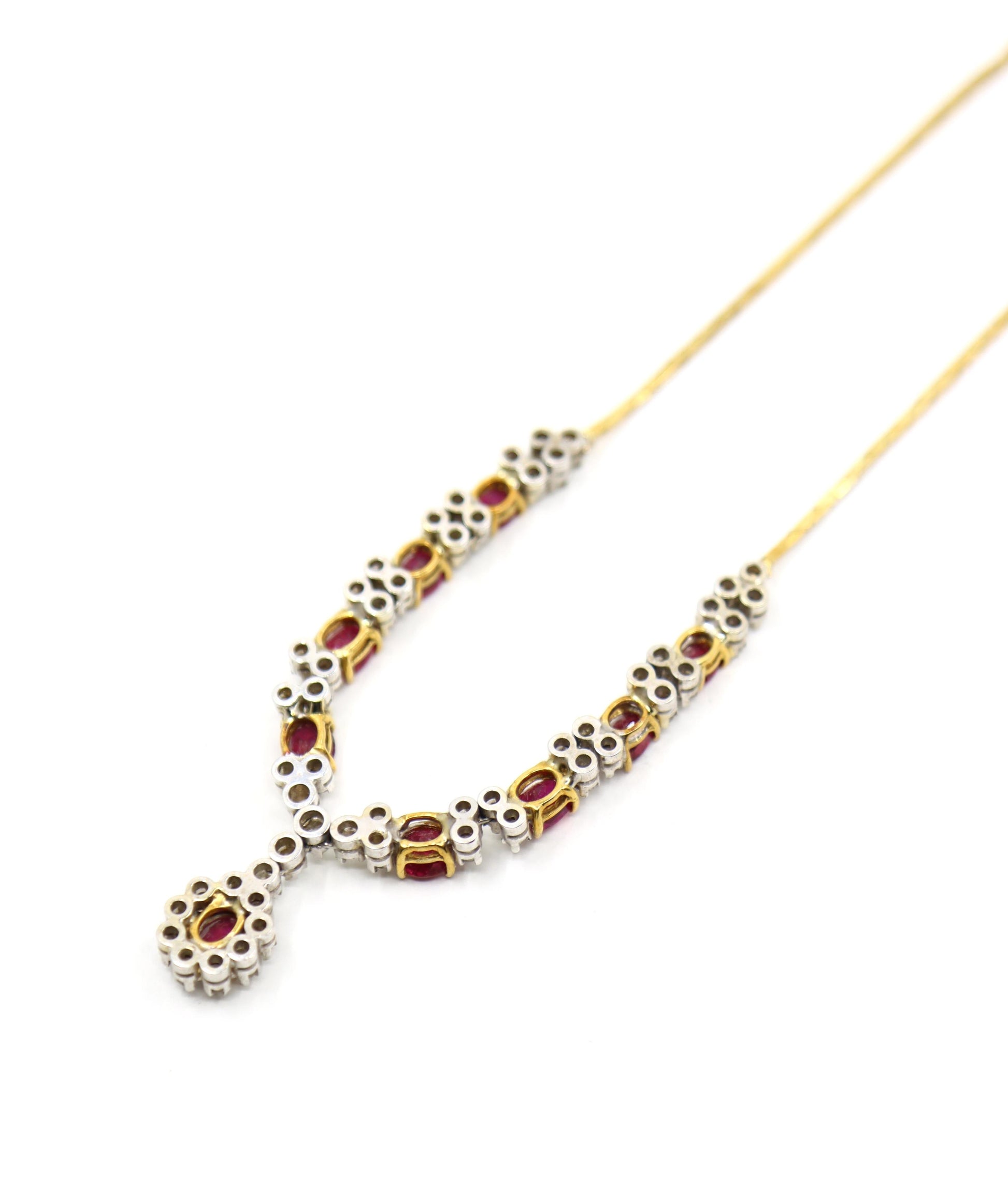 Vintage 18K Gold Ruby Diamonds Necklace