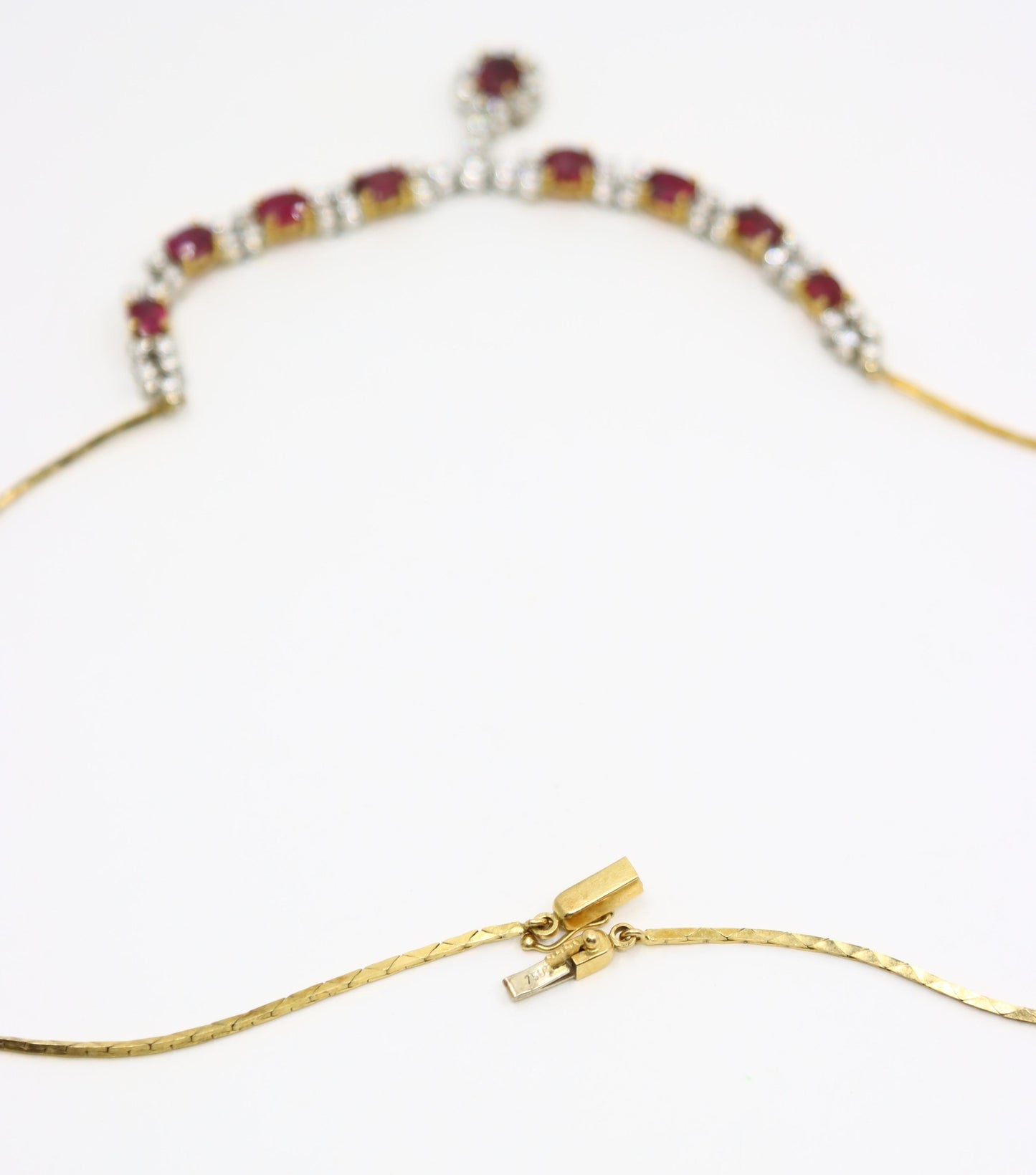 Vintage 18K Gold Ruby Diamonds Necklace