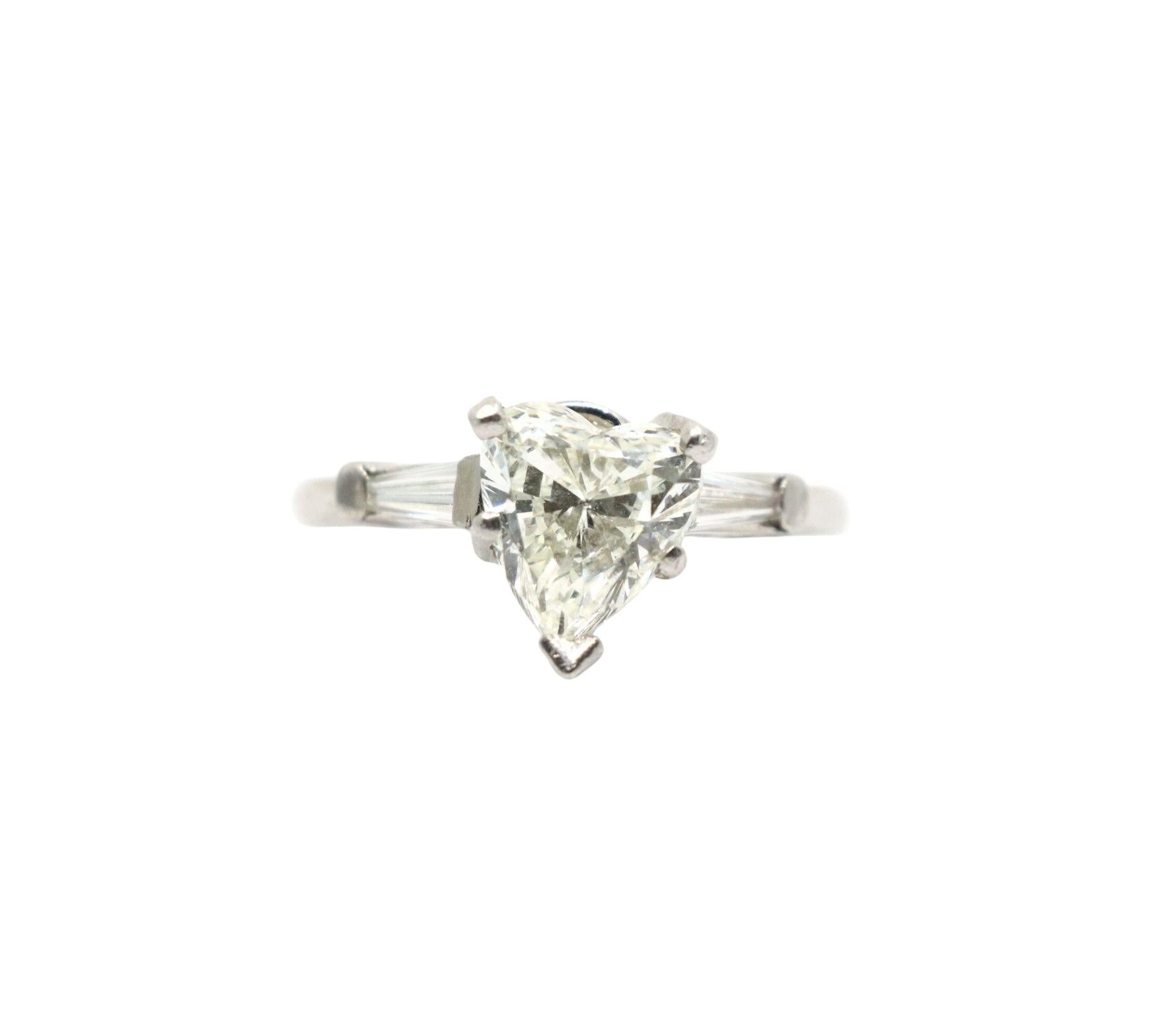 Vintage Platinum Heart Shape Diamond Ring
