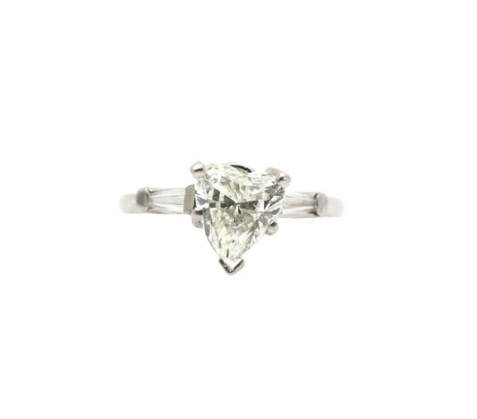 Vintage Platinum Heart Shape Diamond Ring
