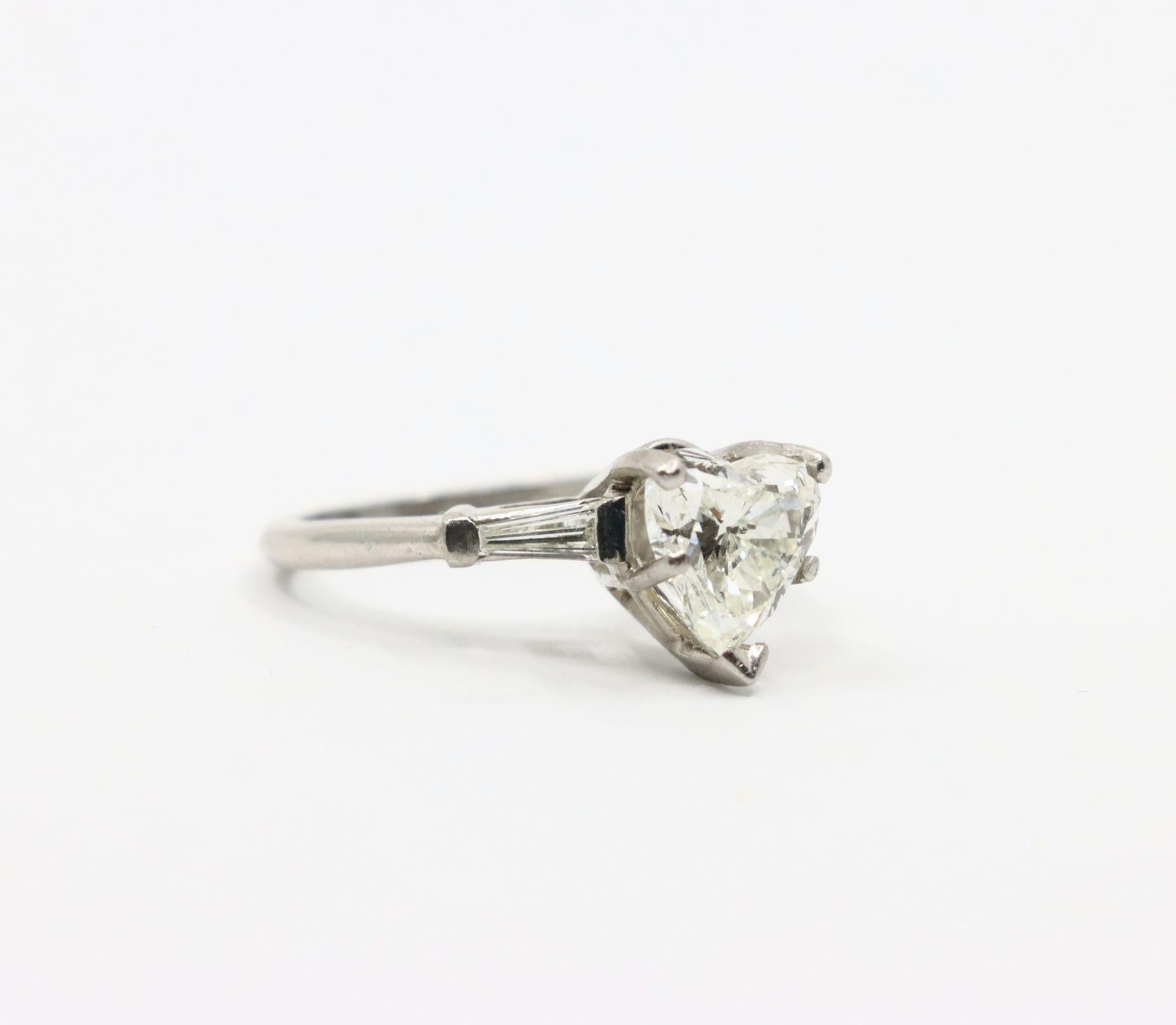 Vintage Platinum Heart Shape Diamond Ring