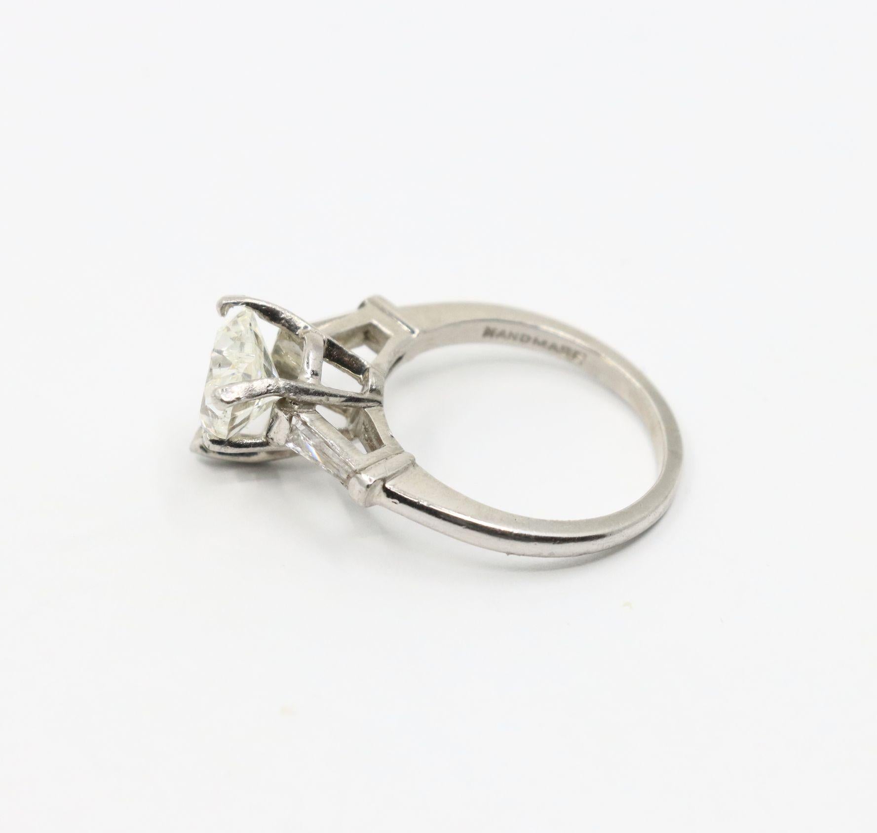 Vintage Platinum Heart Shape Diamond Ring