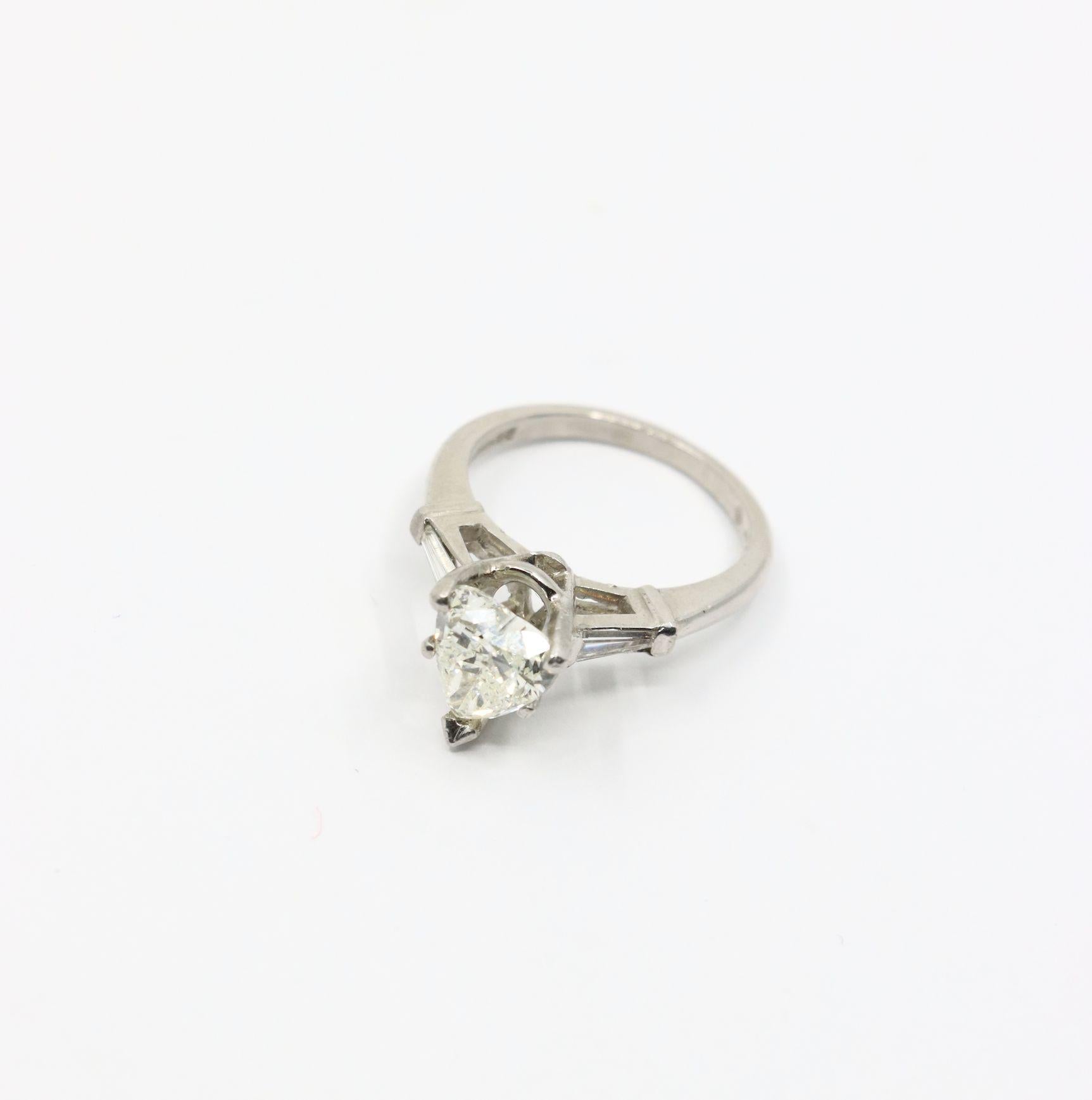 Vintage Platinum Heart Shape Diamond Ring