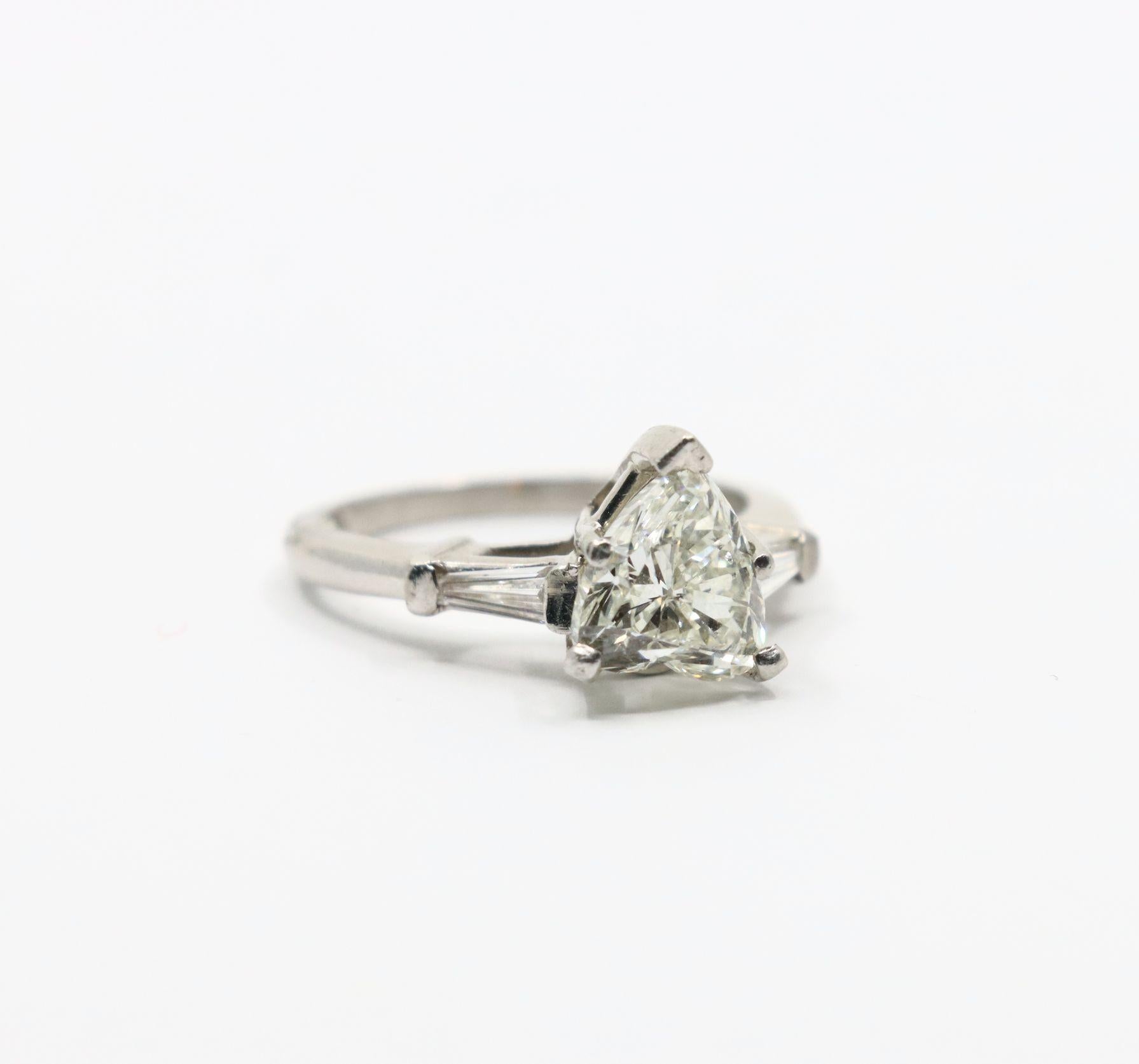 Vintage Platinum Heart Shape Diamond Ring