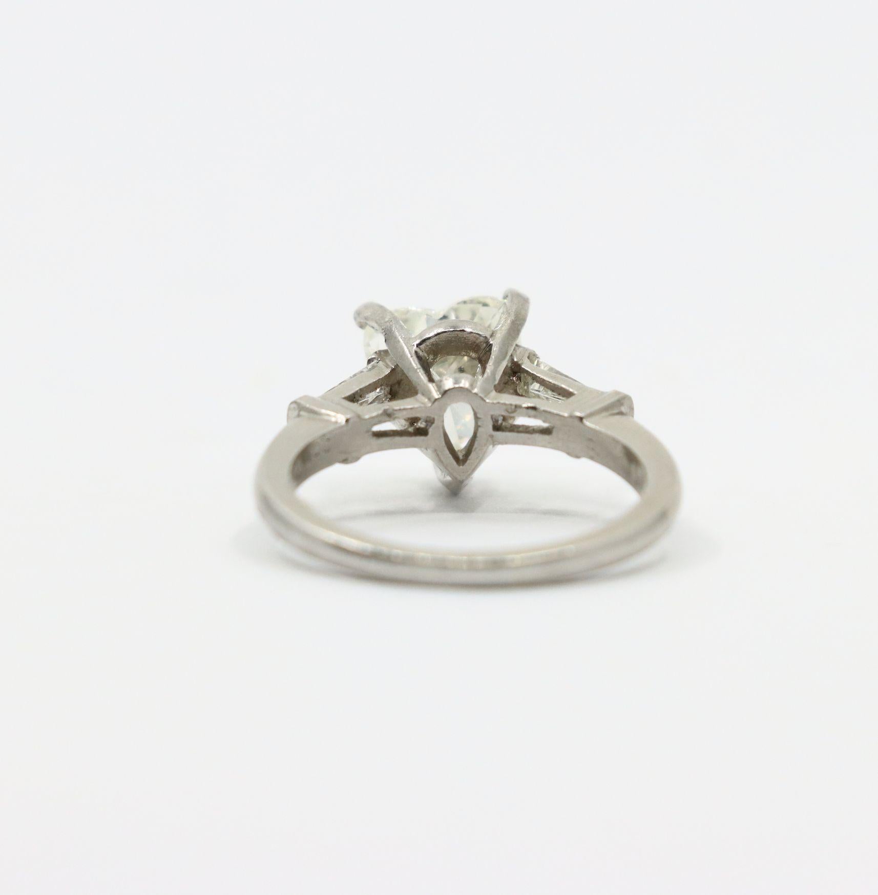 Vintage Platinum Heart Shape Diamond Ring
