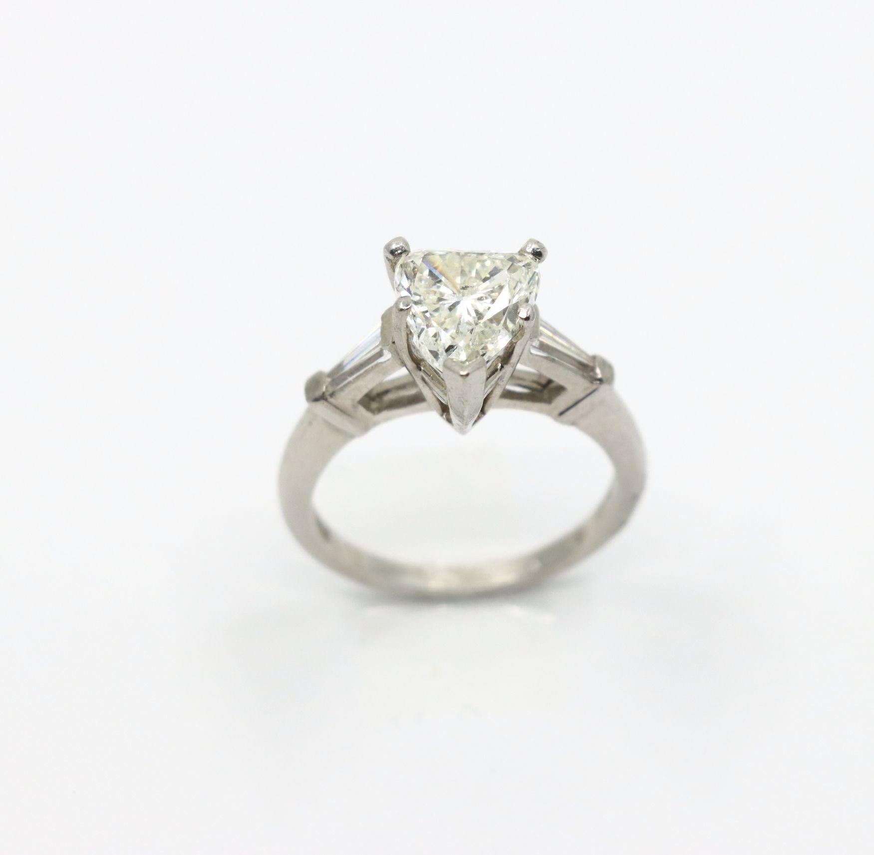 Vintage Platinum Heart Shape Diamond Ring