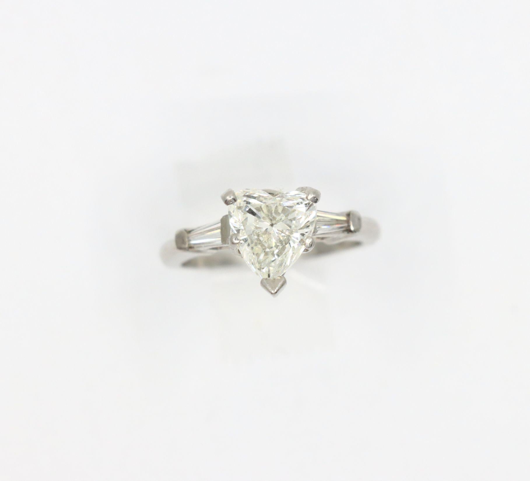 Vintage Platinum Heart Shape Diamond Ring