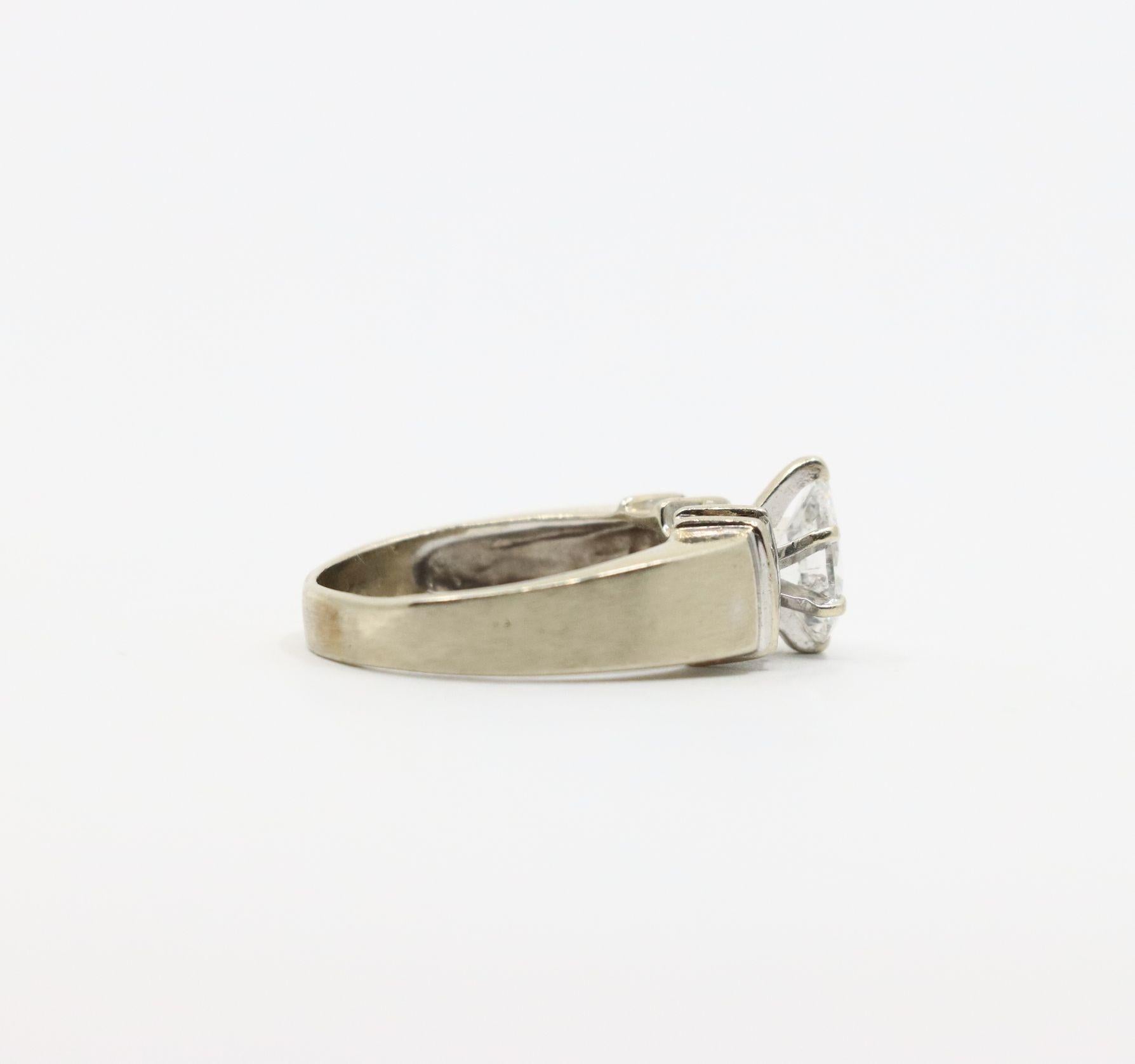 Vintage 14K White Gold Pear Shape Diamond Ring