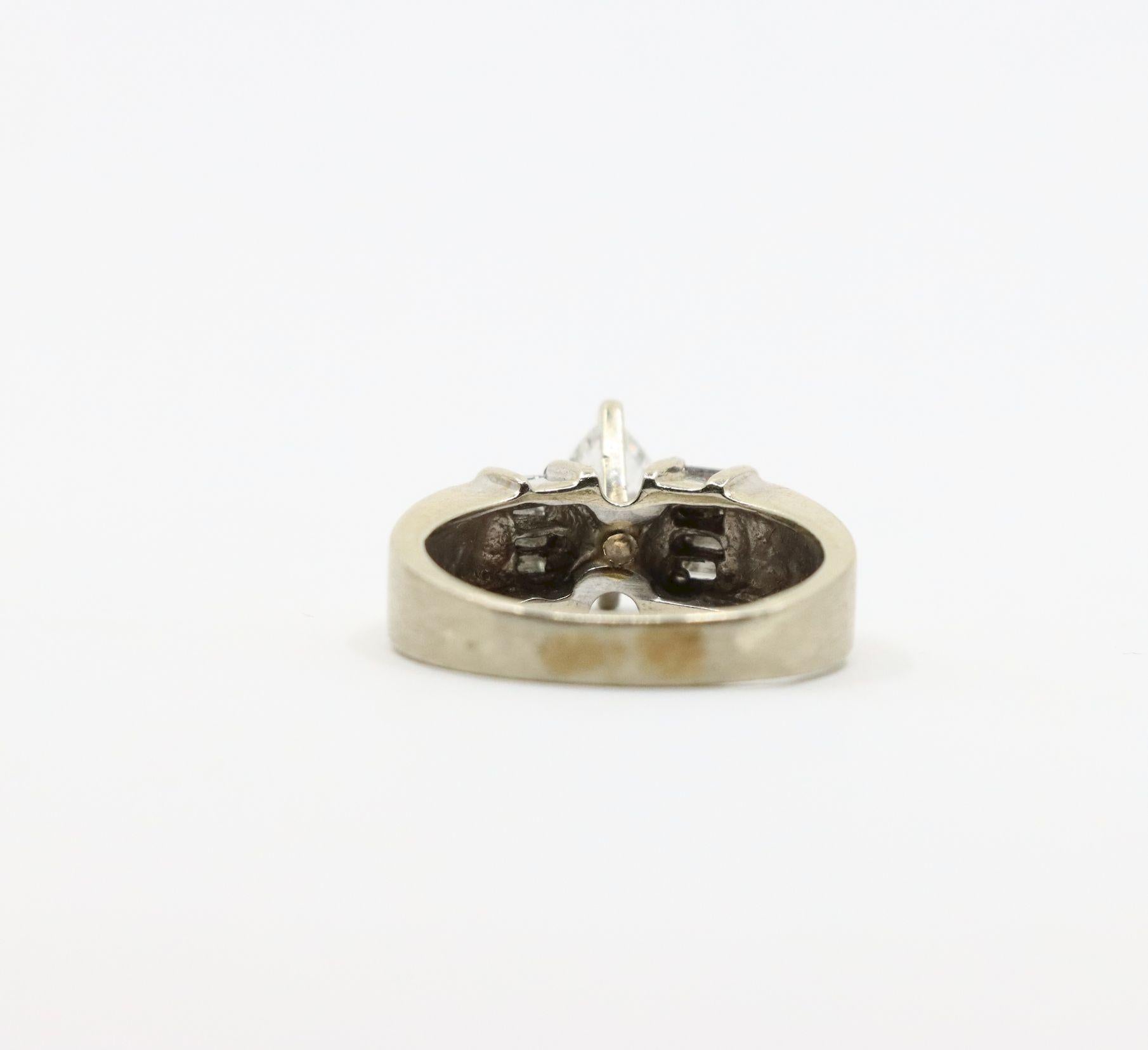Vintage 14K White Gold Pear Shape Diamond Ring