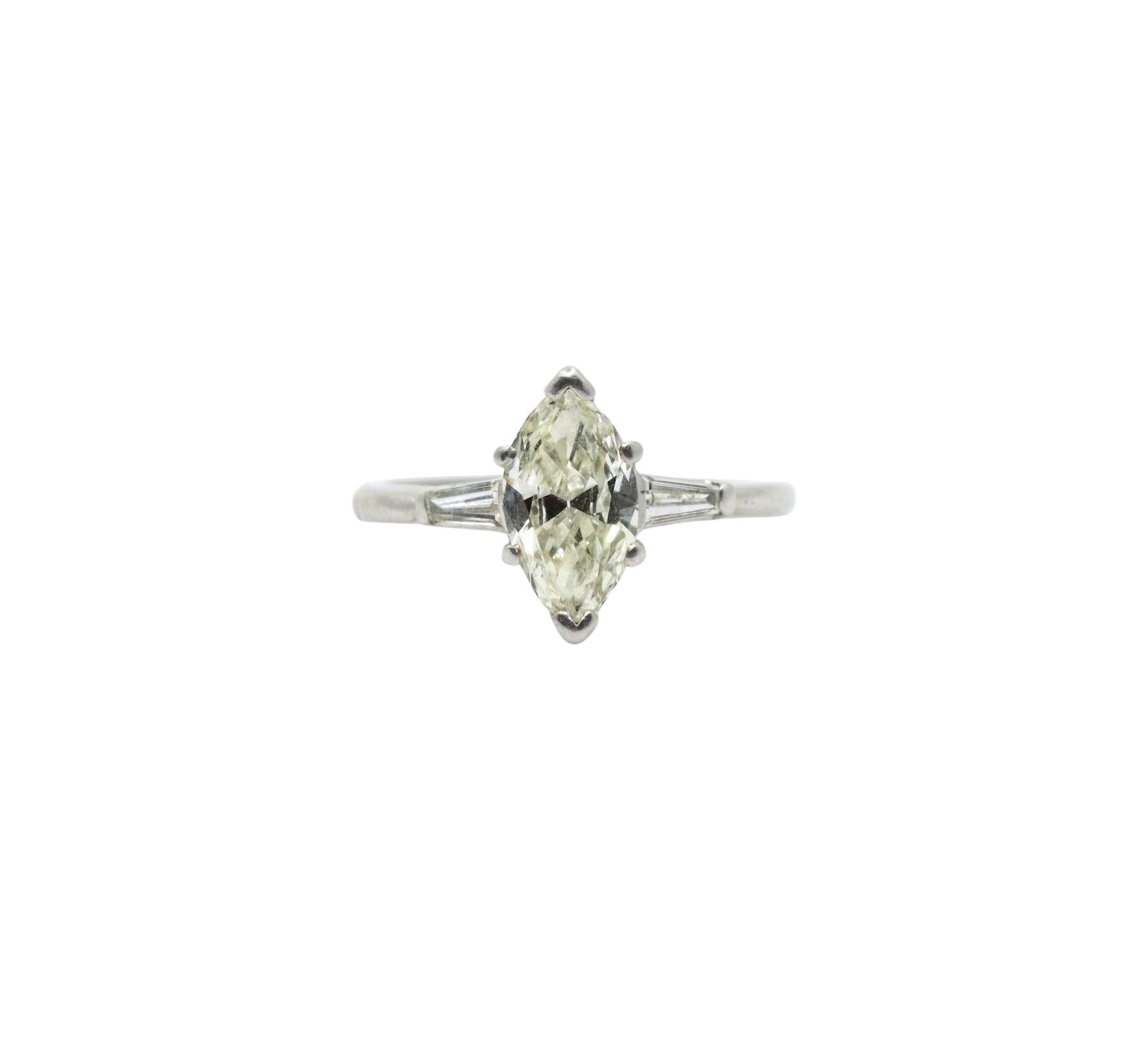 Vintage Platinum Marquise Diamond Ring
