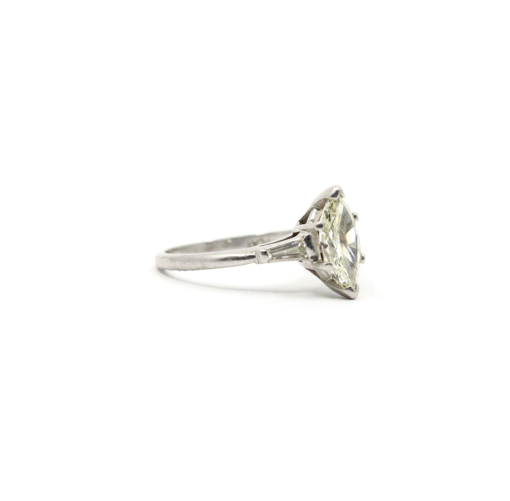 Vintage Platinum Marquise Diamond Ring