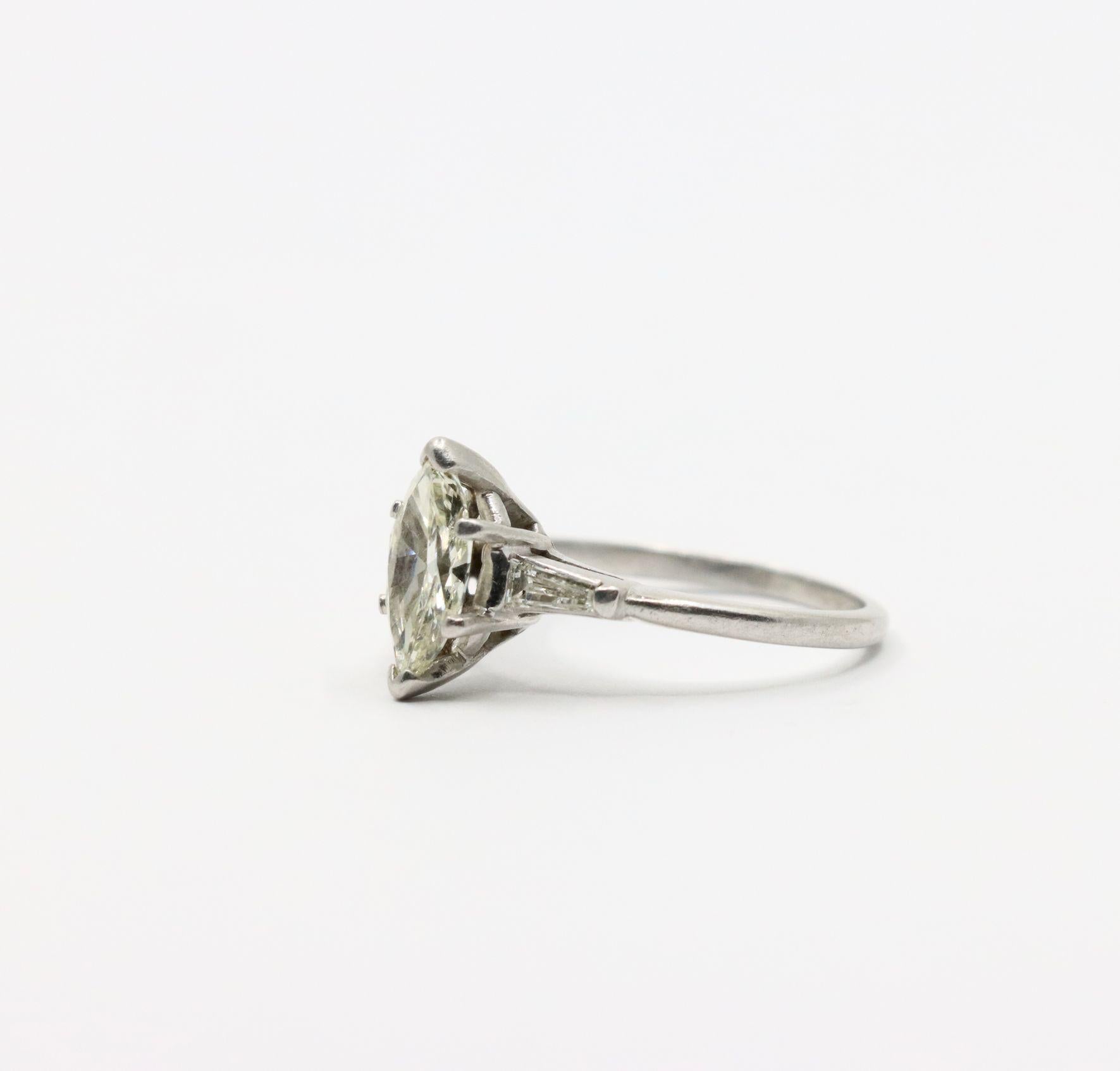 Vintage Platinum Marquise Diamond Ring