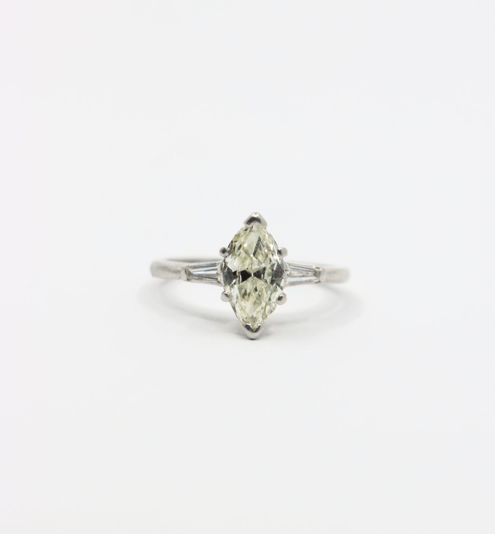 Vintage Platinum Marquise Diamond Ring