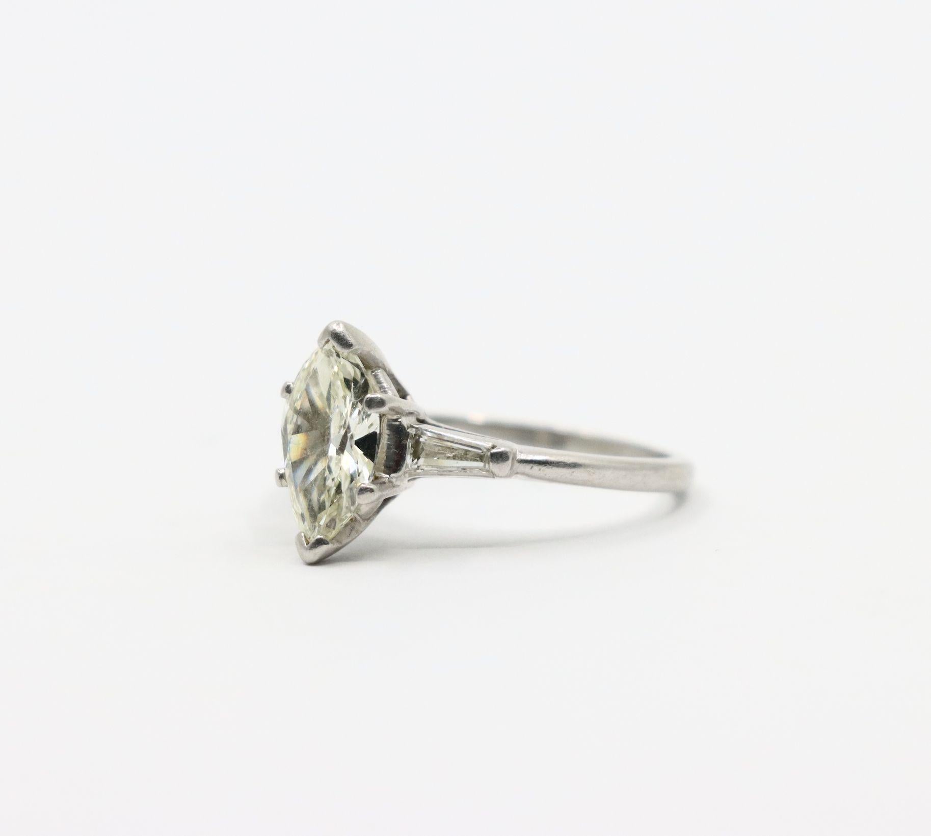 Vintage Platinum Marquise Diamond Ring